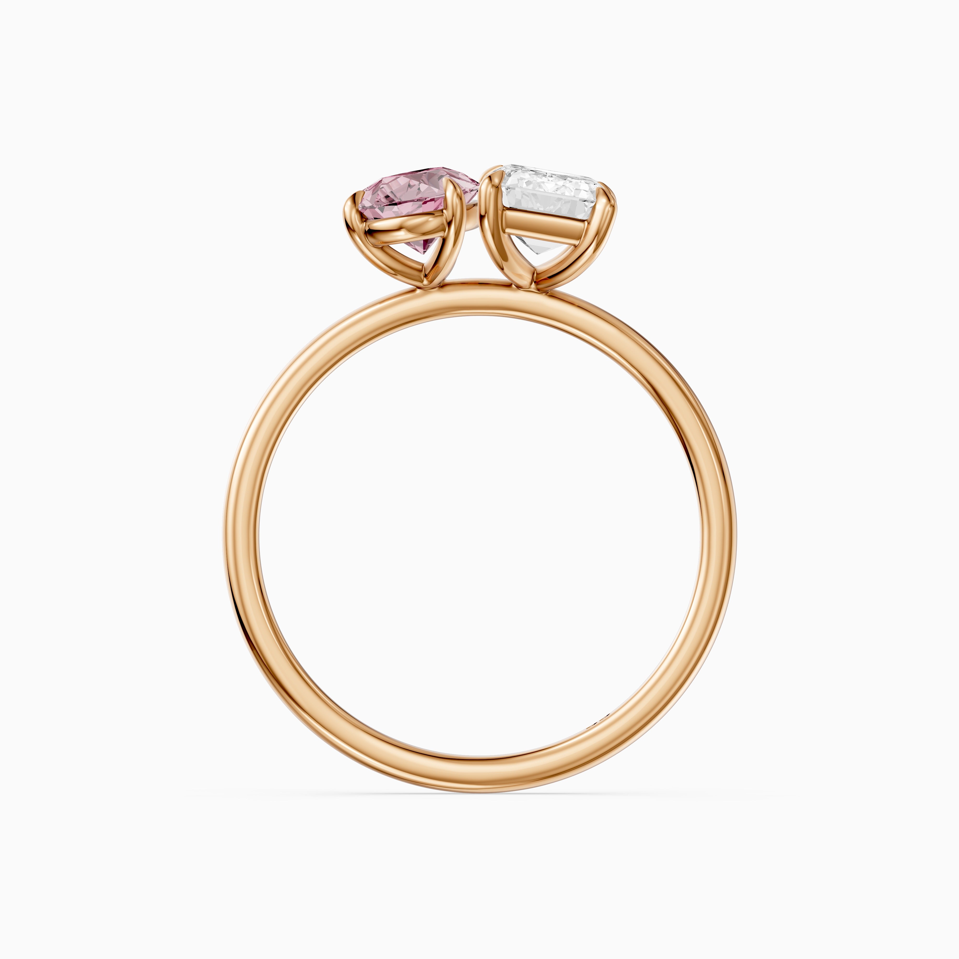 Milena Pink Pear and Emerald Cut Color Lab Grown Diamond Toi et Moi Ring