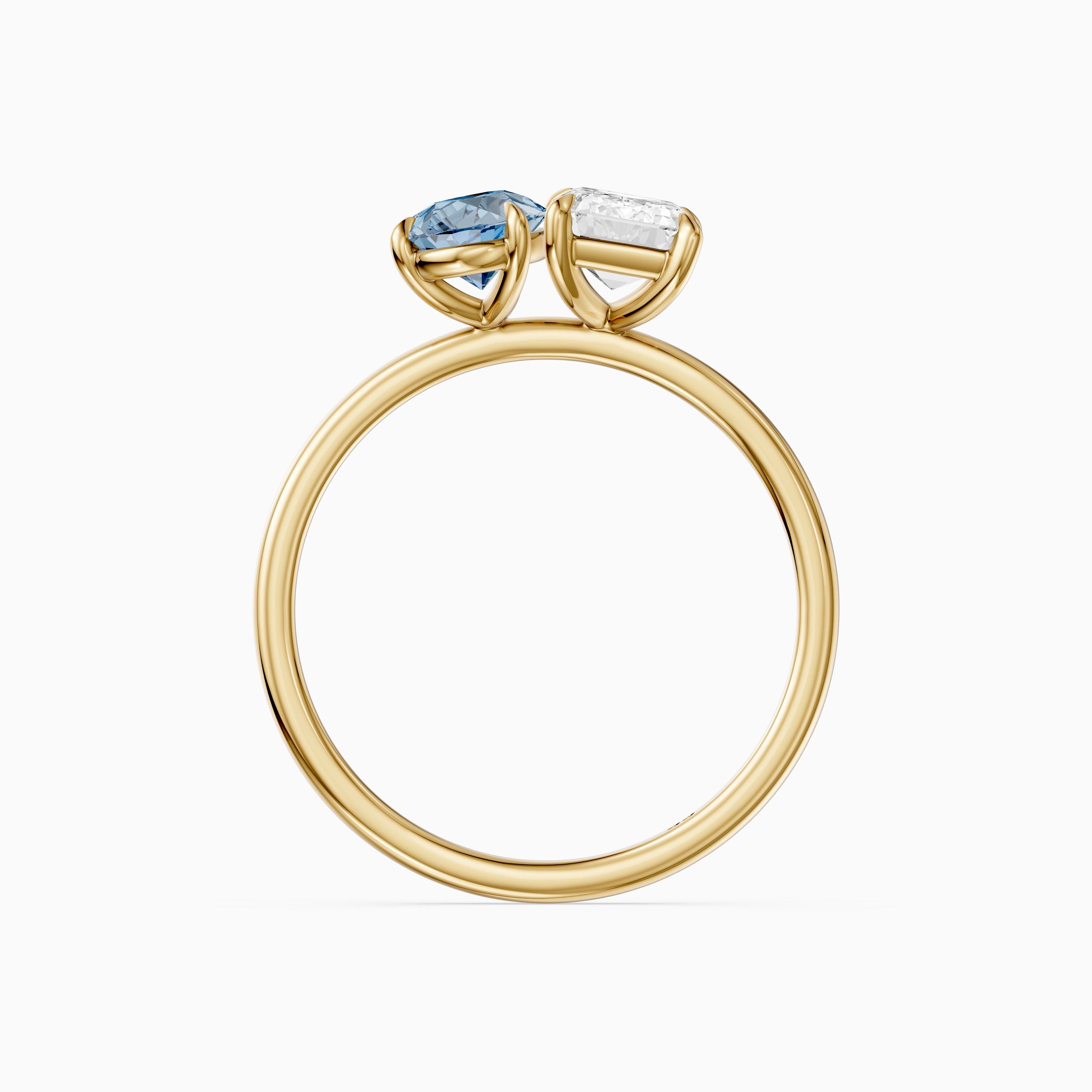 Eliska Blue Pear and Emerald Cut Color Lab Grown Diamond Toi et Moi Ring