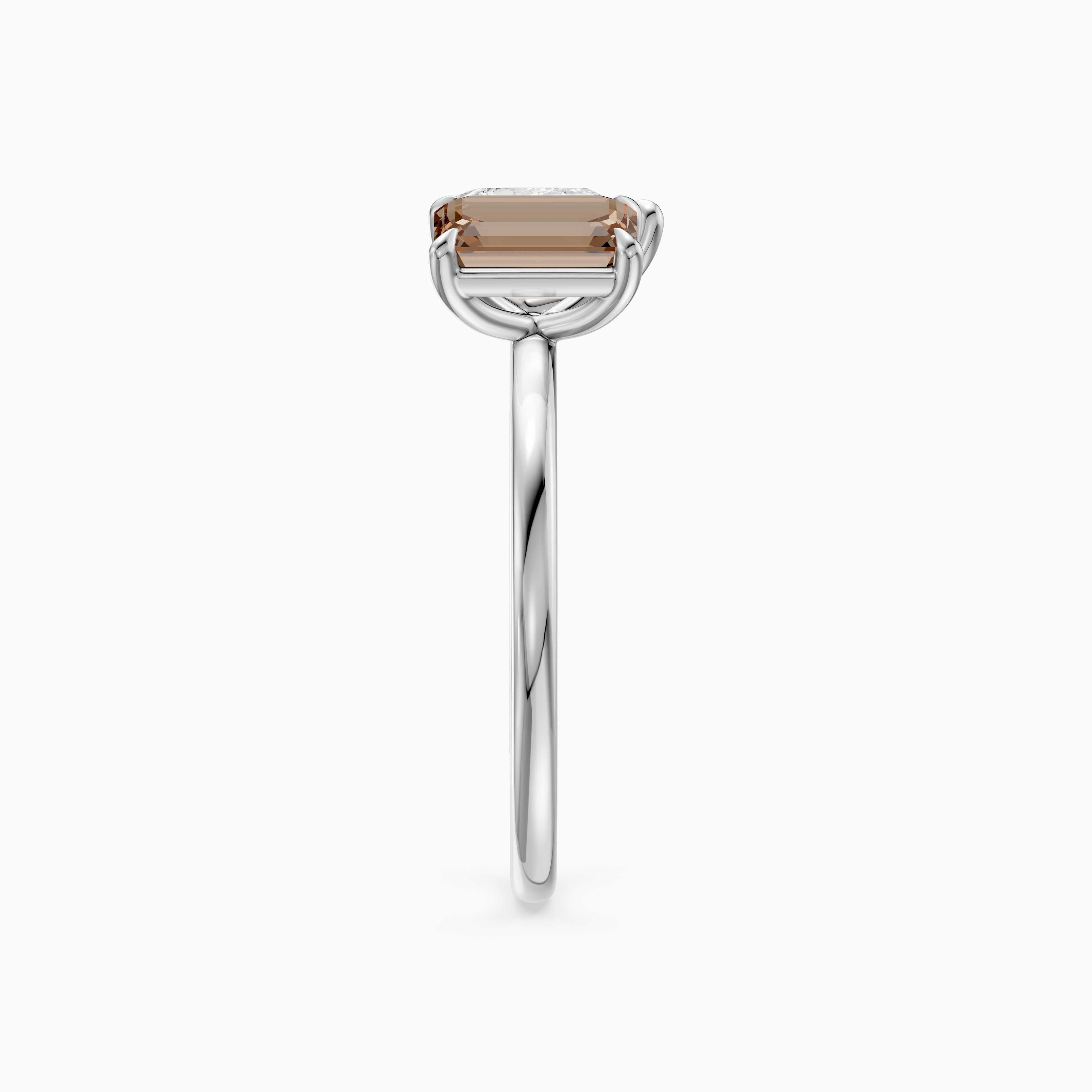 Bojana Champagne Emerald Cut and Pear Shape Color Lab Grown Diamond Toi et Moi Ring