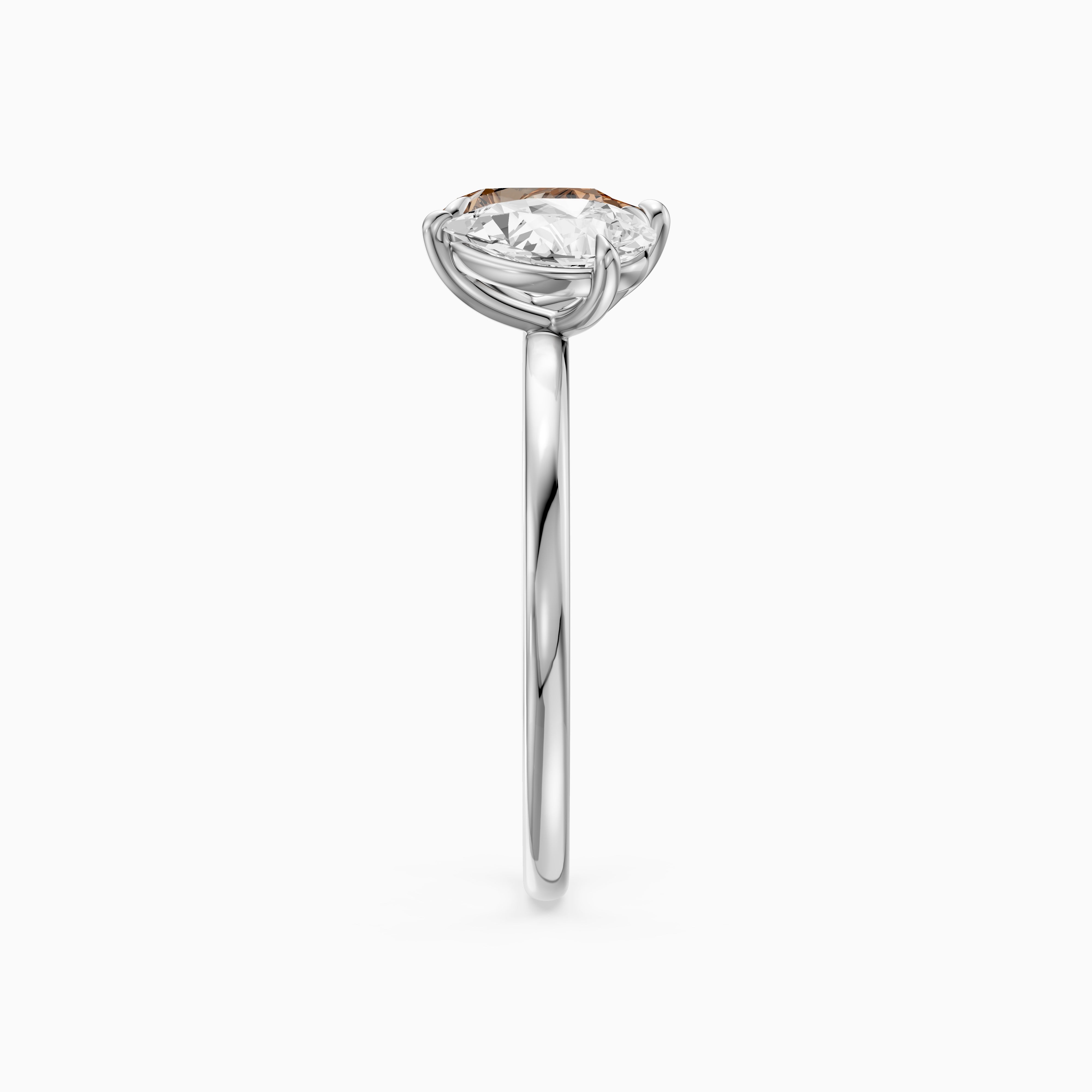 Alba Champagne and White Both Pear Cut Color Lab Grown Diamond Toi et Moi Ring
