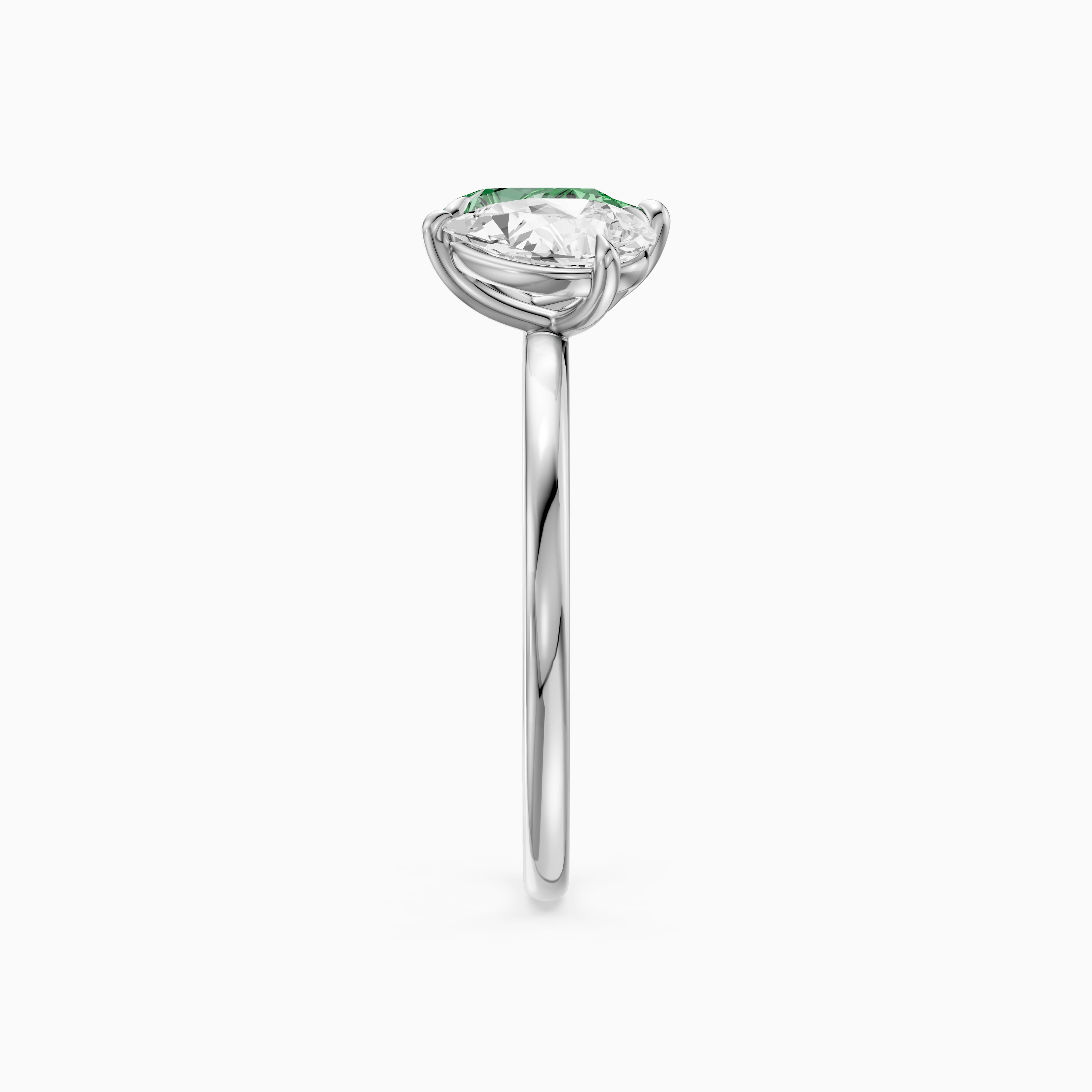 Asta Green and White Both Pear Cut Color Lab Grown Diamond Toi et Moi Ring