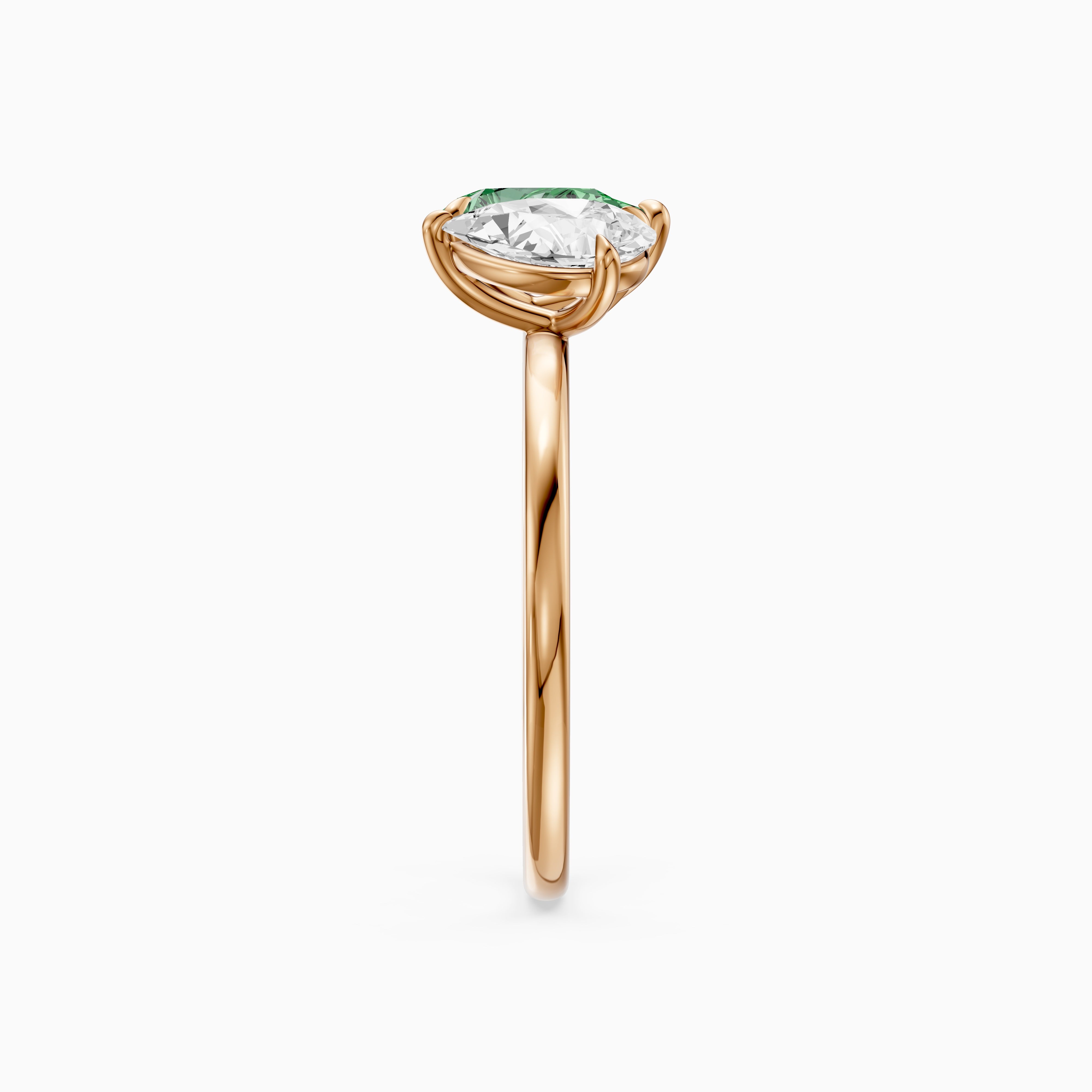 Asta Green and White Both Pear Cut Color Lab Grown Diamond Toi et Moi Ring