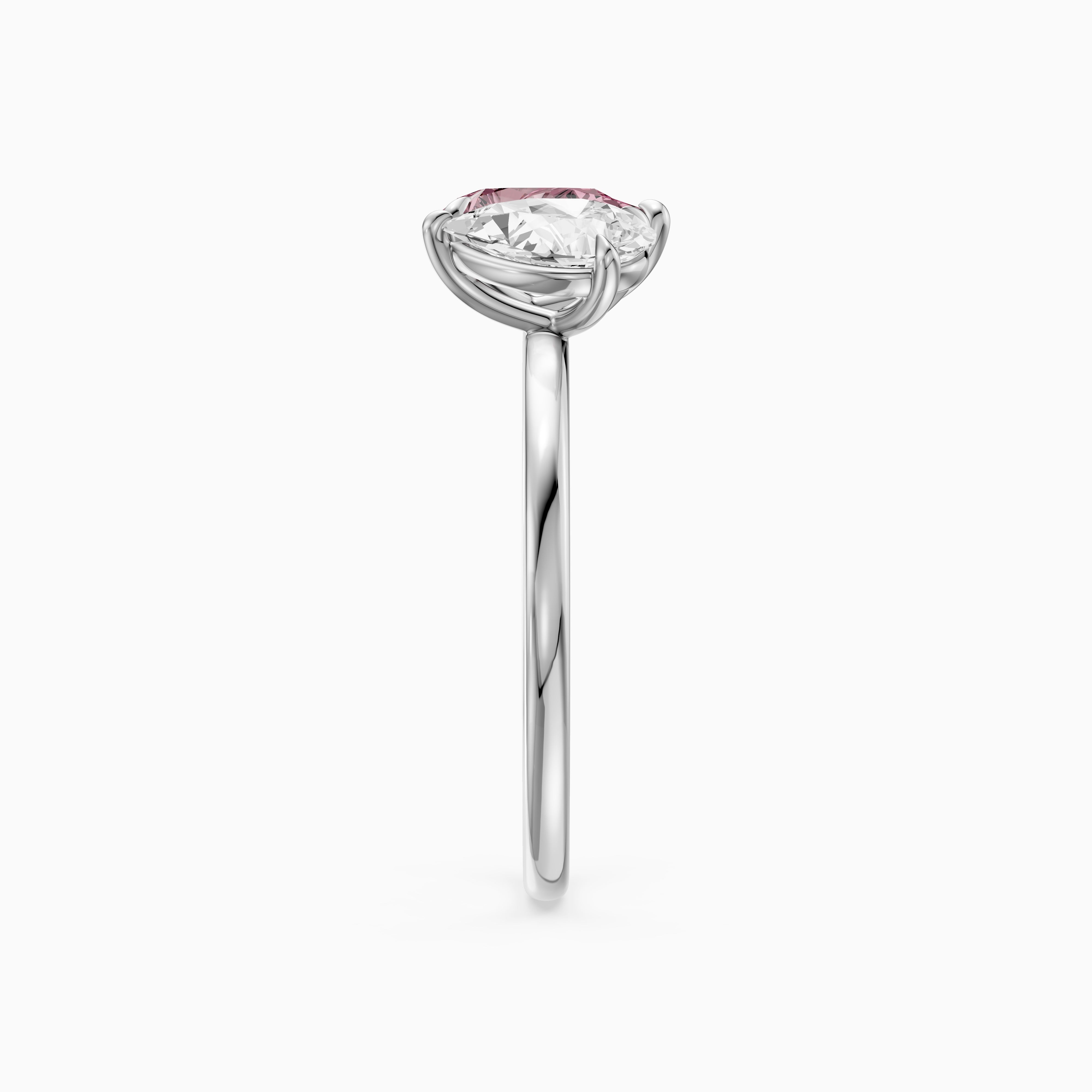 Audra Pink and White Both Pear Cut Color Lab Grown Diamond Toi et Moi Ring