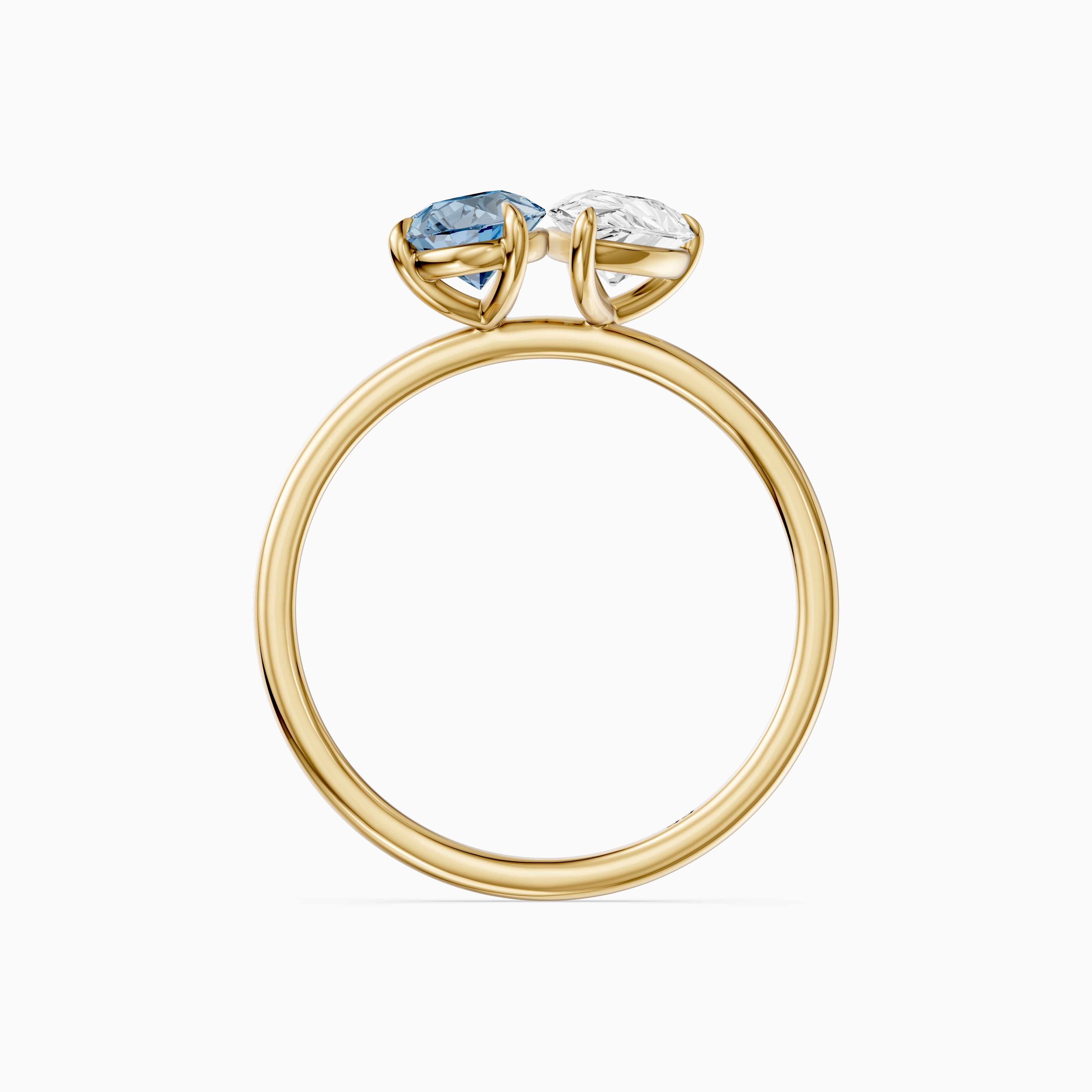 Axelle Blue and White Both Pear Cut Color Lab Grown Diamond Toi et Moi Ring