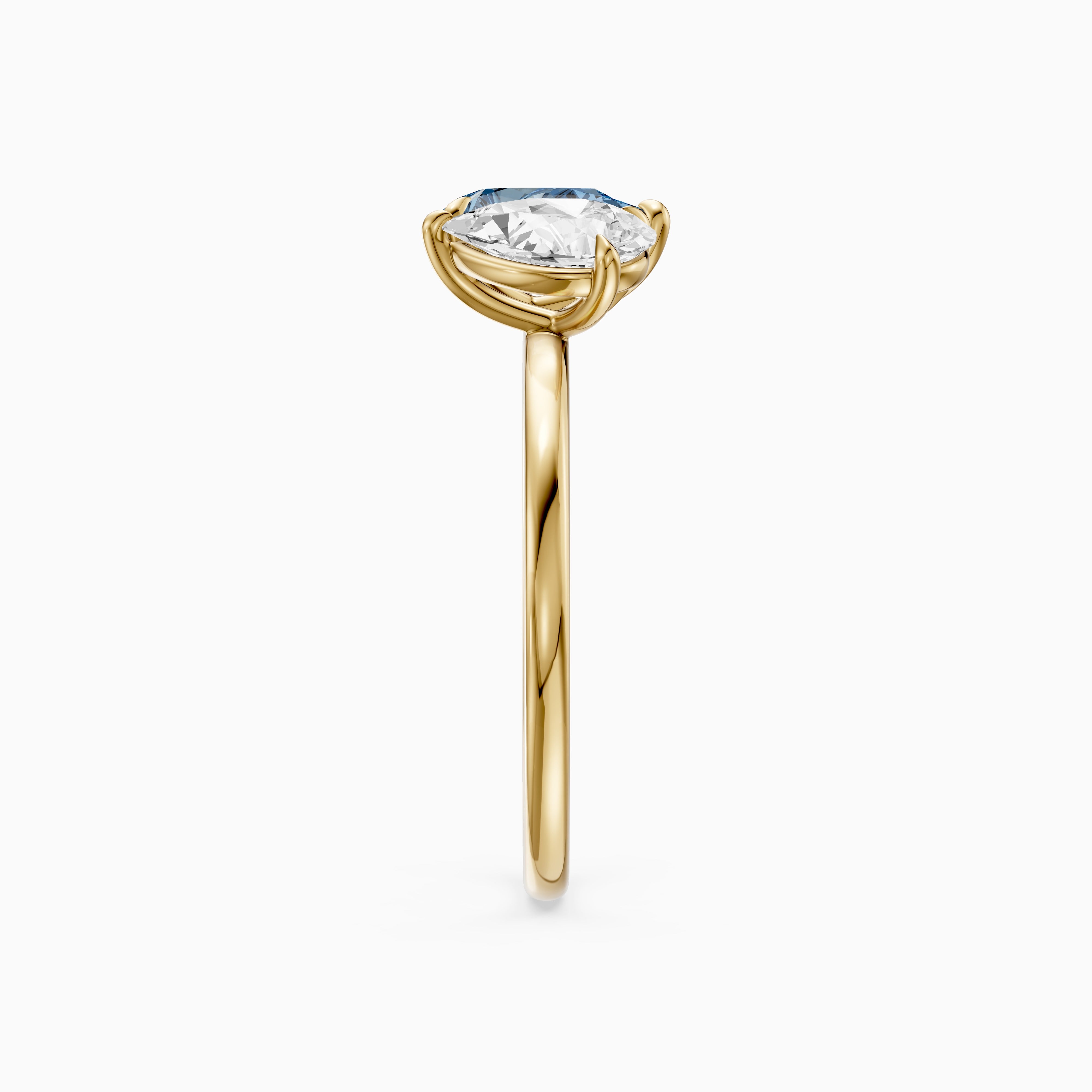 Axelle Blue and White Both Pear Cut Color Lab Grown Diamond Toi et Moi Ring