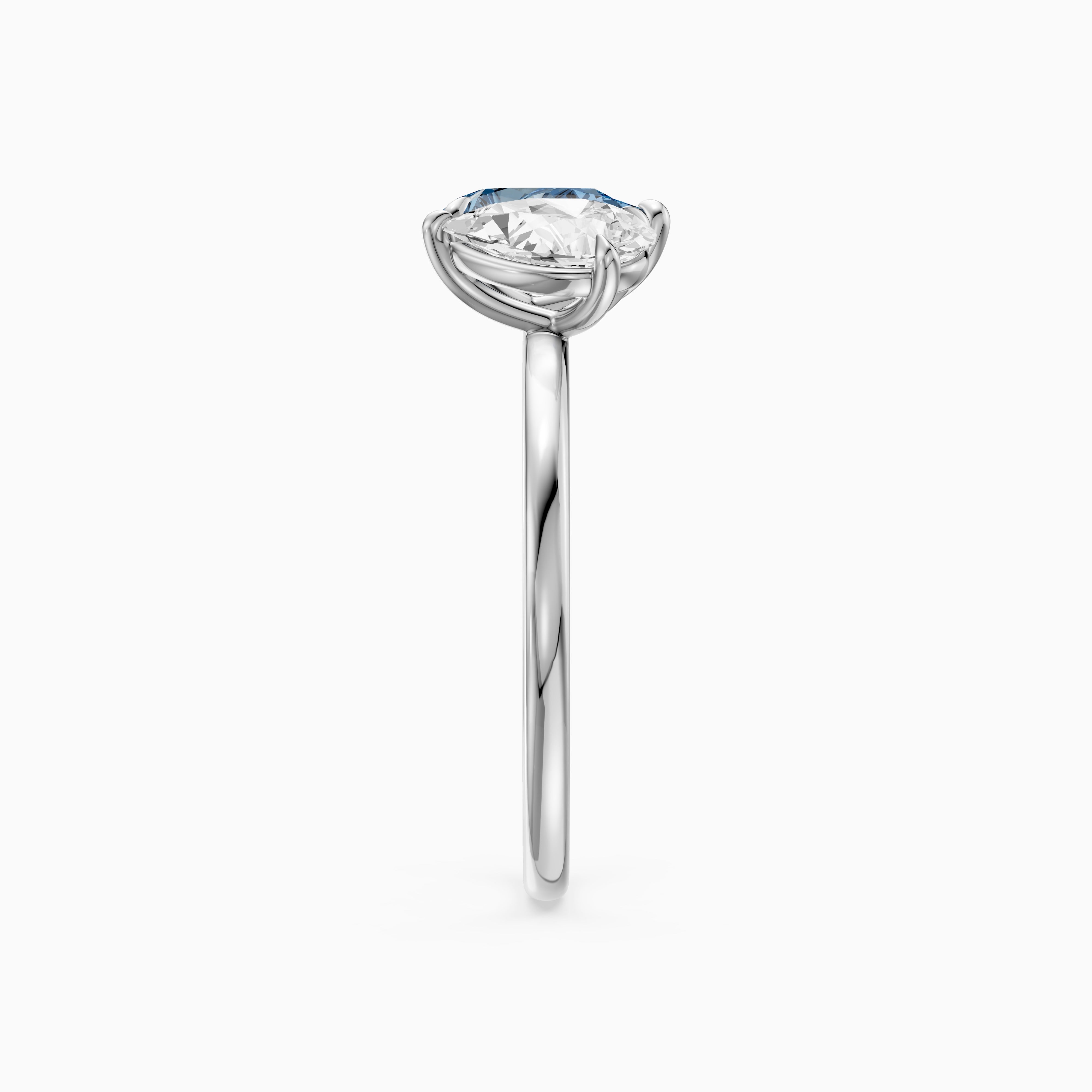 Axelle Blue and White Both Pear Cut Color Lab Grown Diamond Toi et Moi Ring