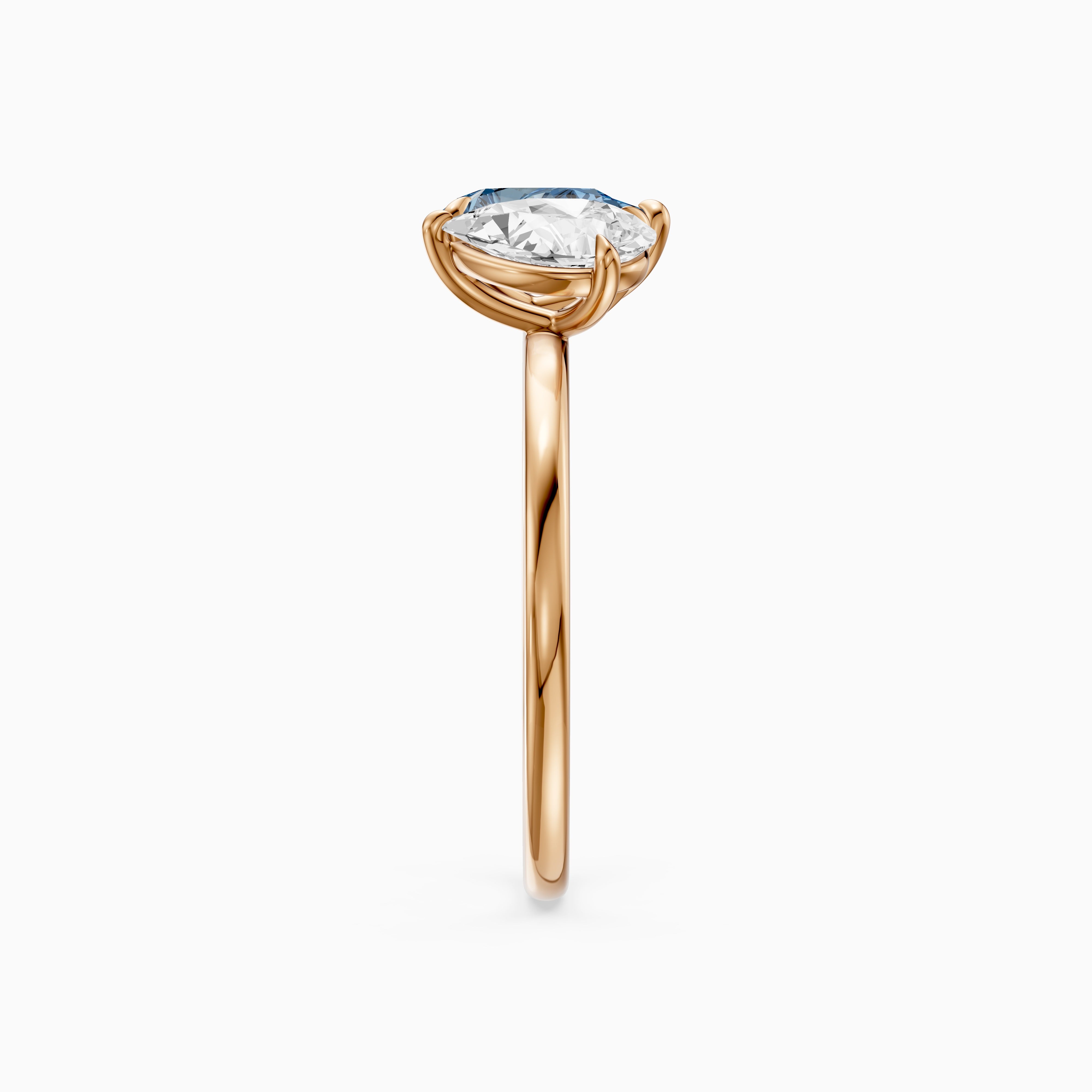 Axelle Blue and White Both Pear Cut Color Lab Grown Diamond Toi et Moi Ring