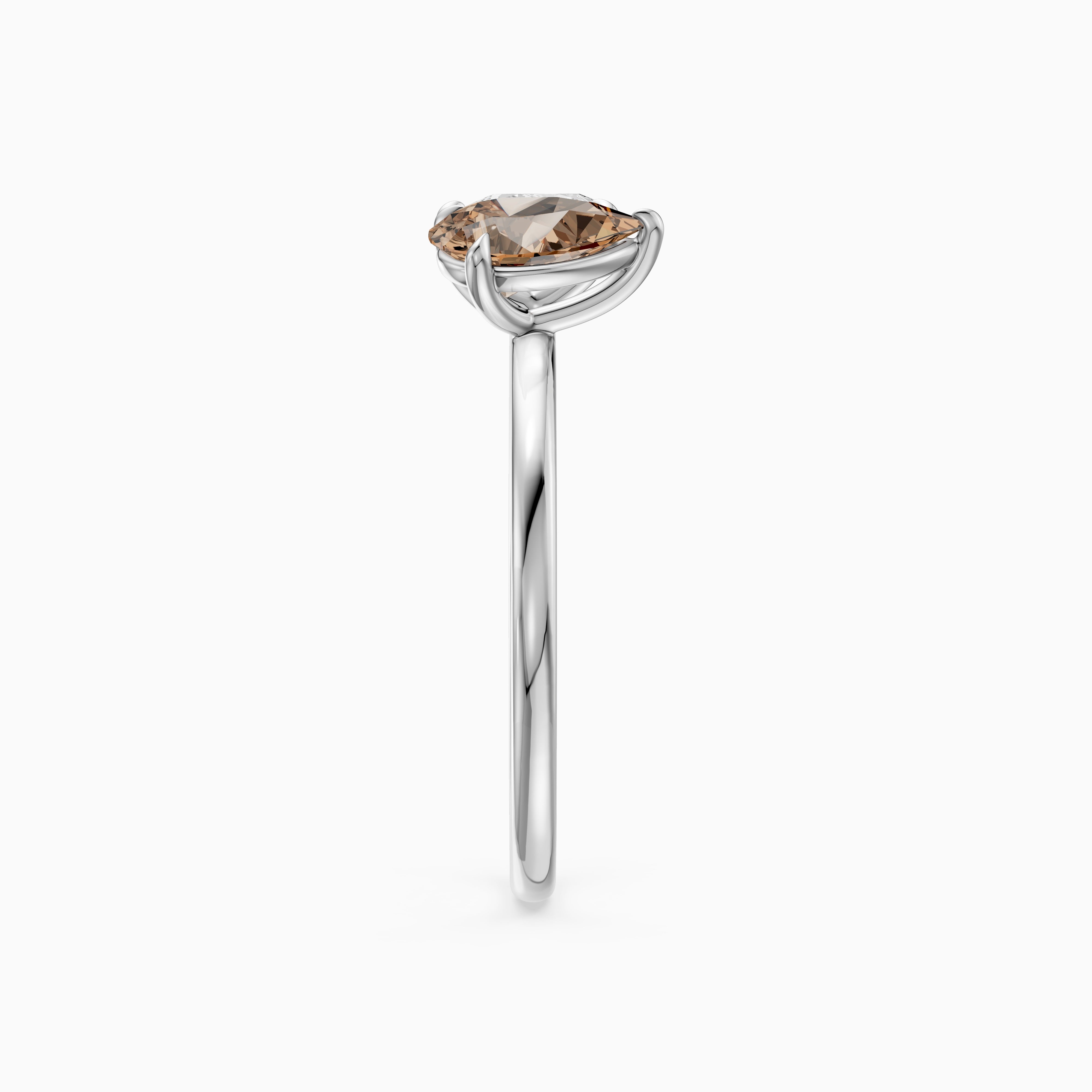 Fenna Champagne and White Graduated Pear Shape Color Lab Grown Diamond Toi et Moi Ring