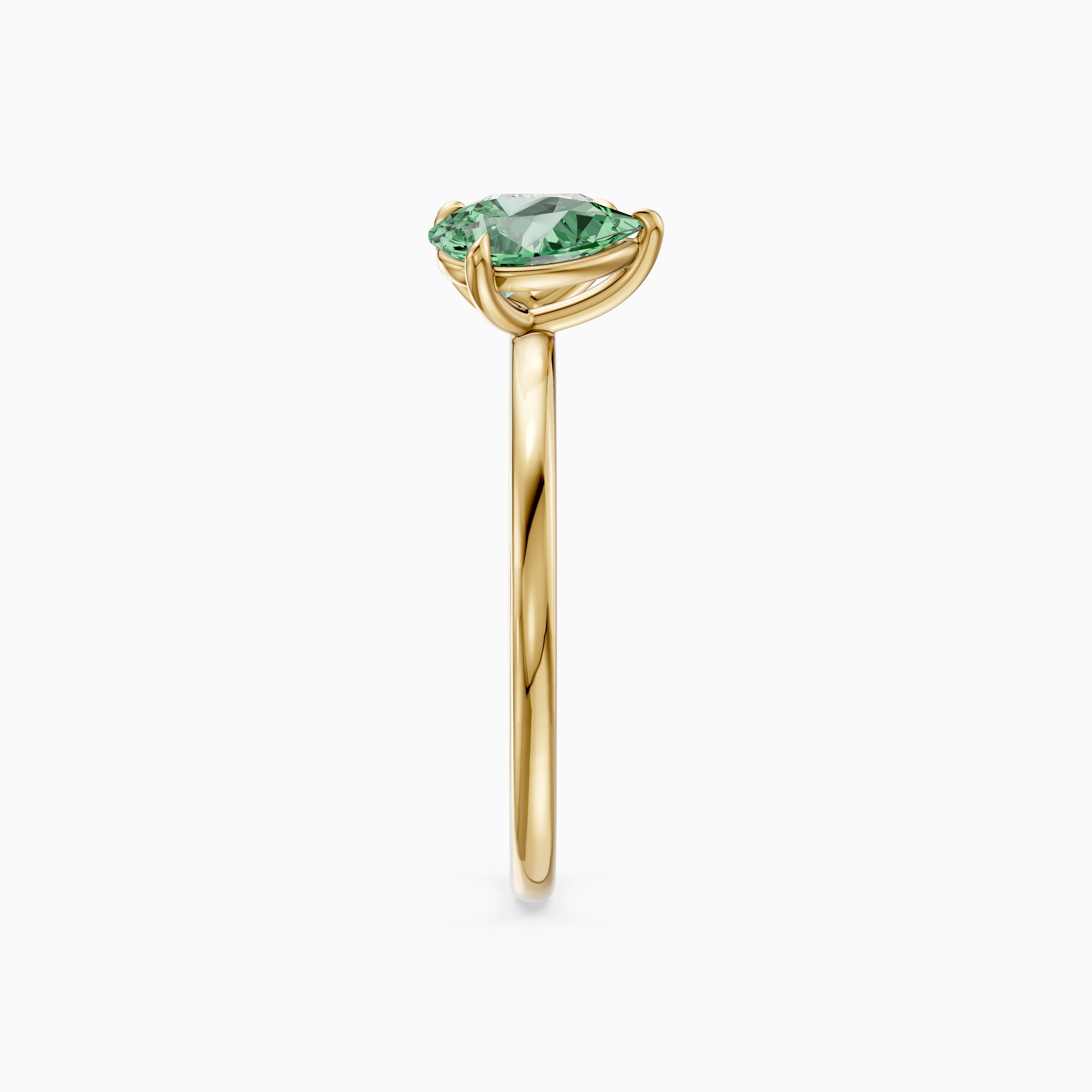 Irina Green and White Graduated Pear Shape Color Lab Grown Diamond Toi et Moi Ring
