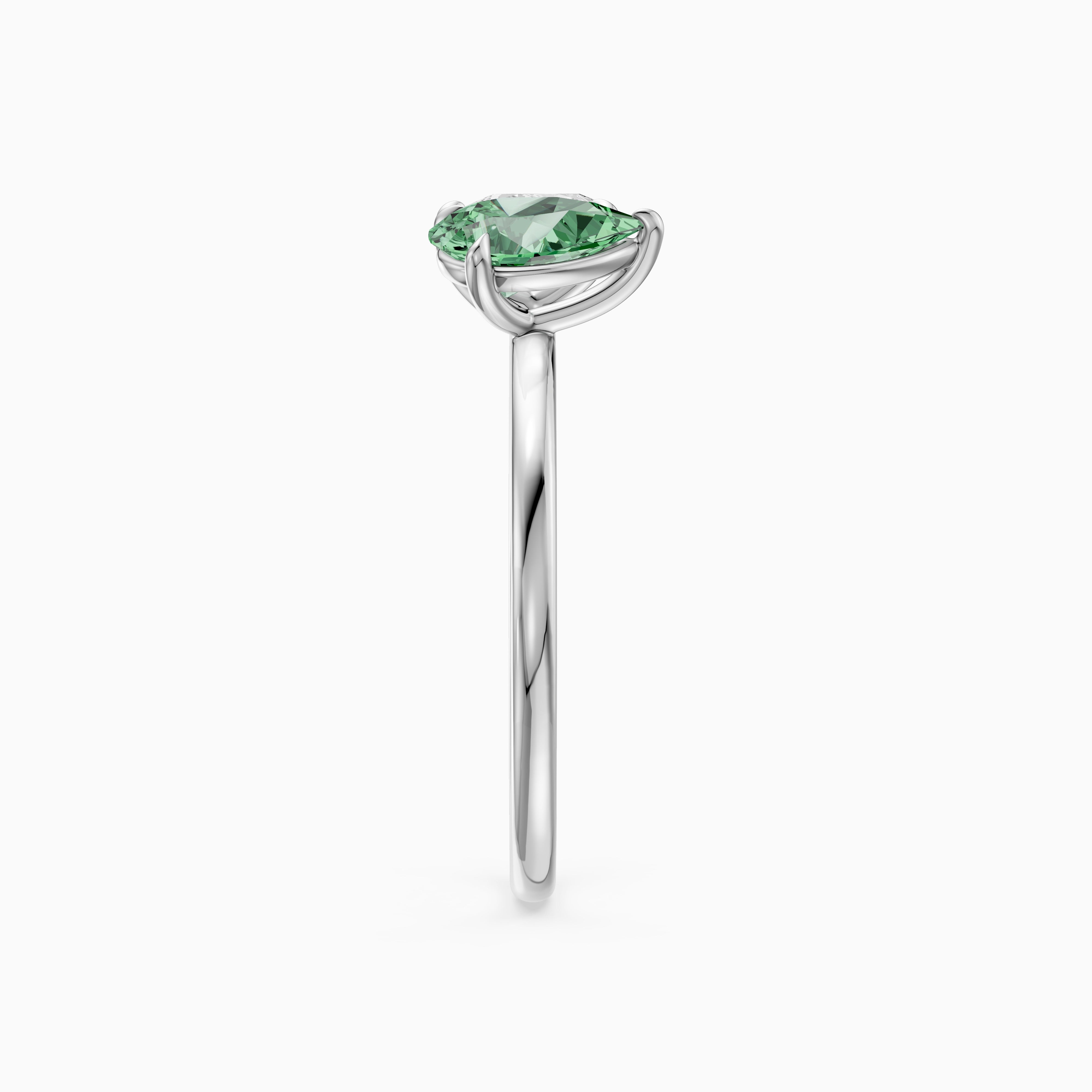 Irina Green and White Graduated Pear Shape Color Lab Grown Diamond Toi et Moi Ring