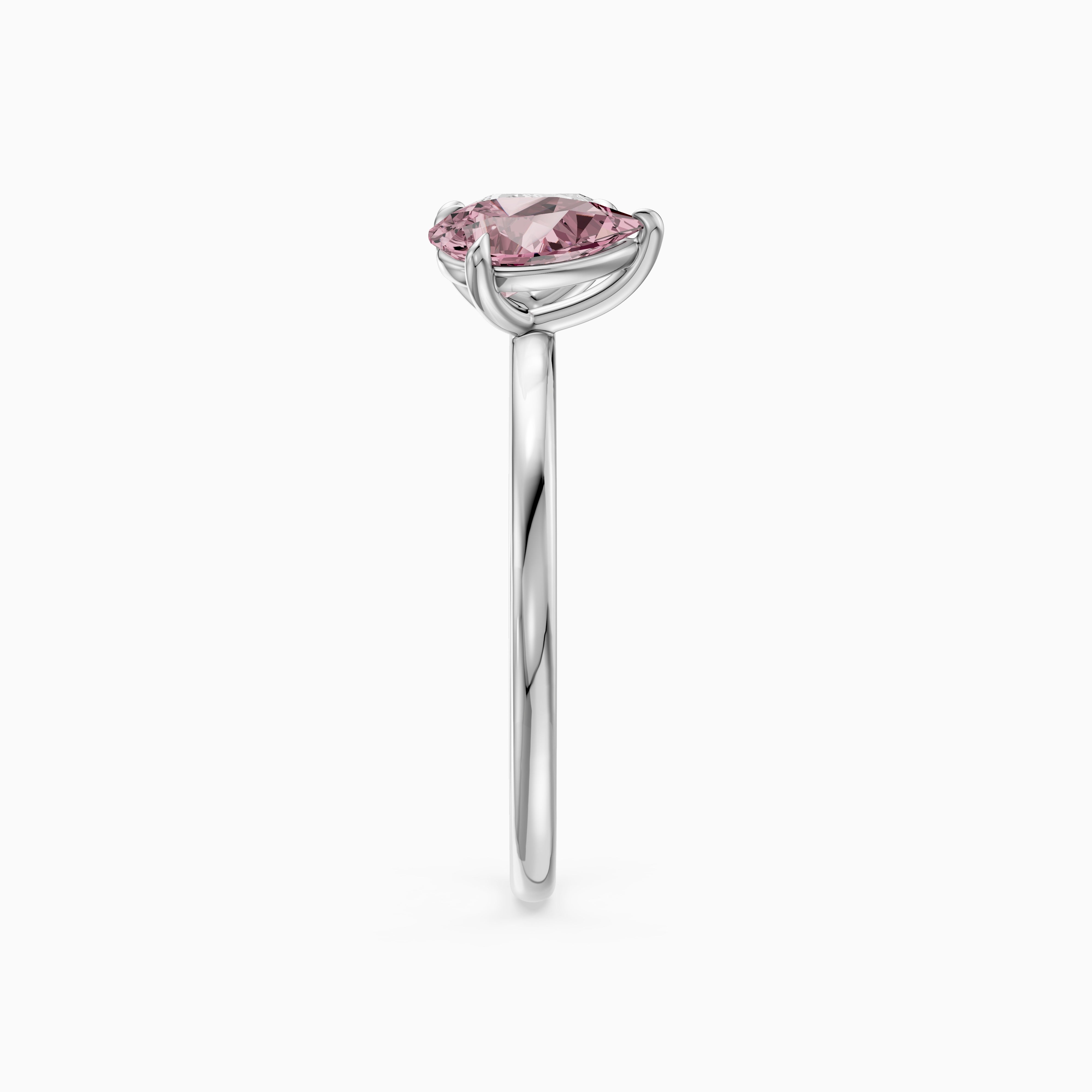 Kasia Pink and White Graduated Pear Shape Color Lab Grown Diamond Toi et Moi Ring