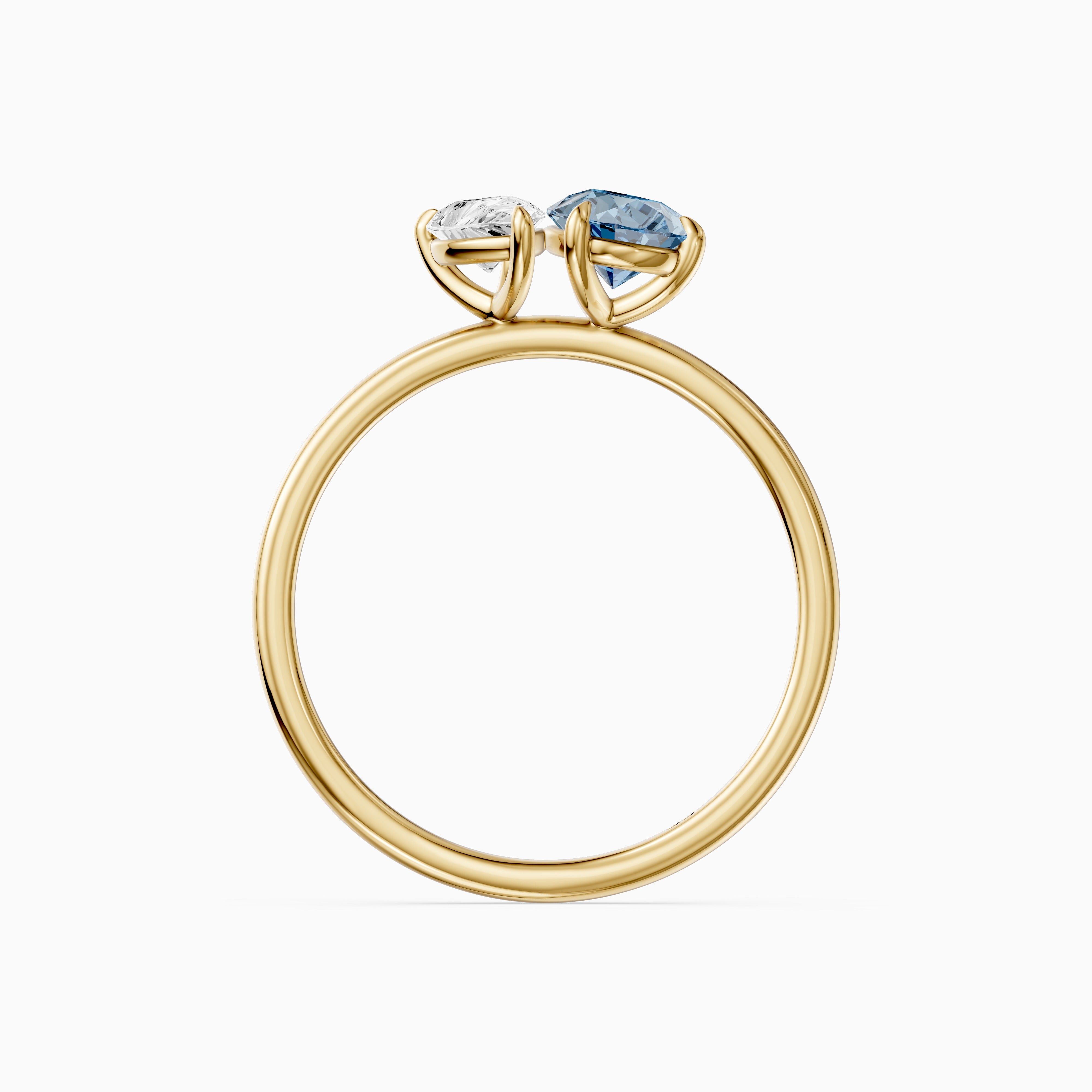 Livia Blue and White Graduated Pear Shape Color Lab Grown Diamond Toi et Moi Ring