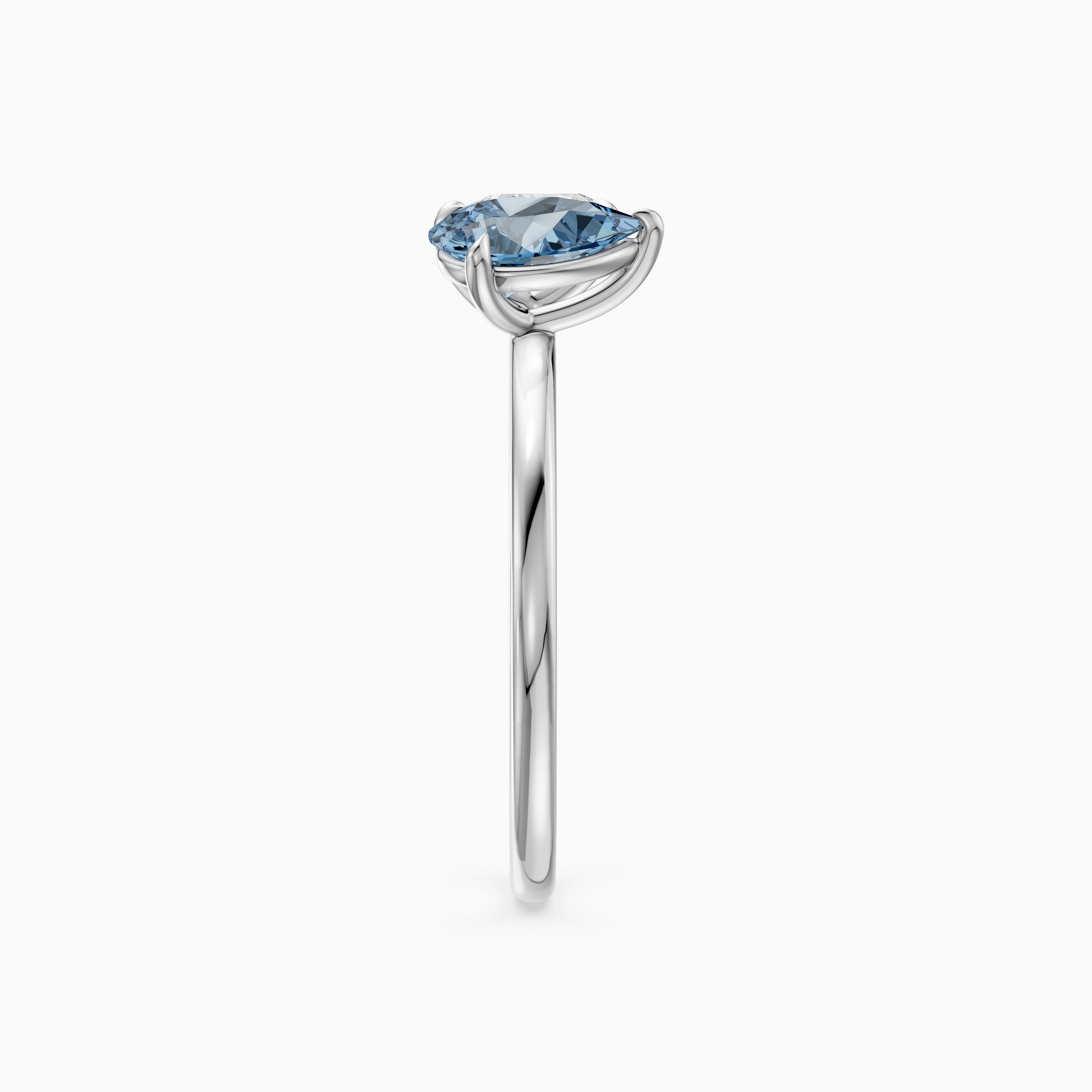 Livia Blue and White Graduated Pear Shape Color Lab Grown Diamond Toi et Moi Ring