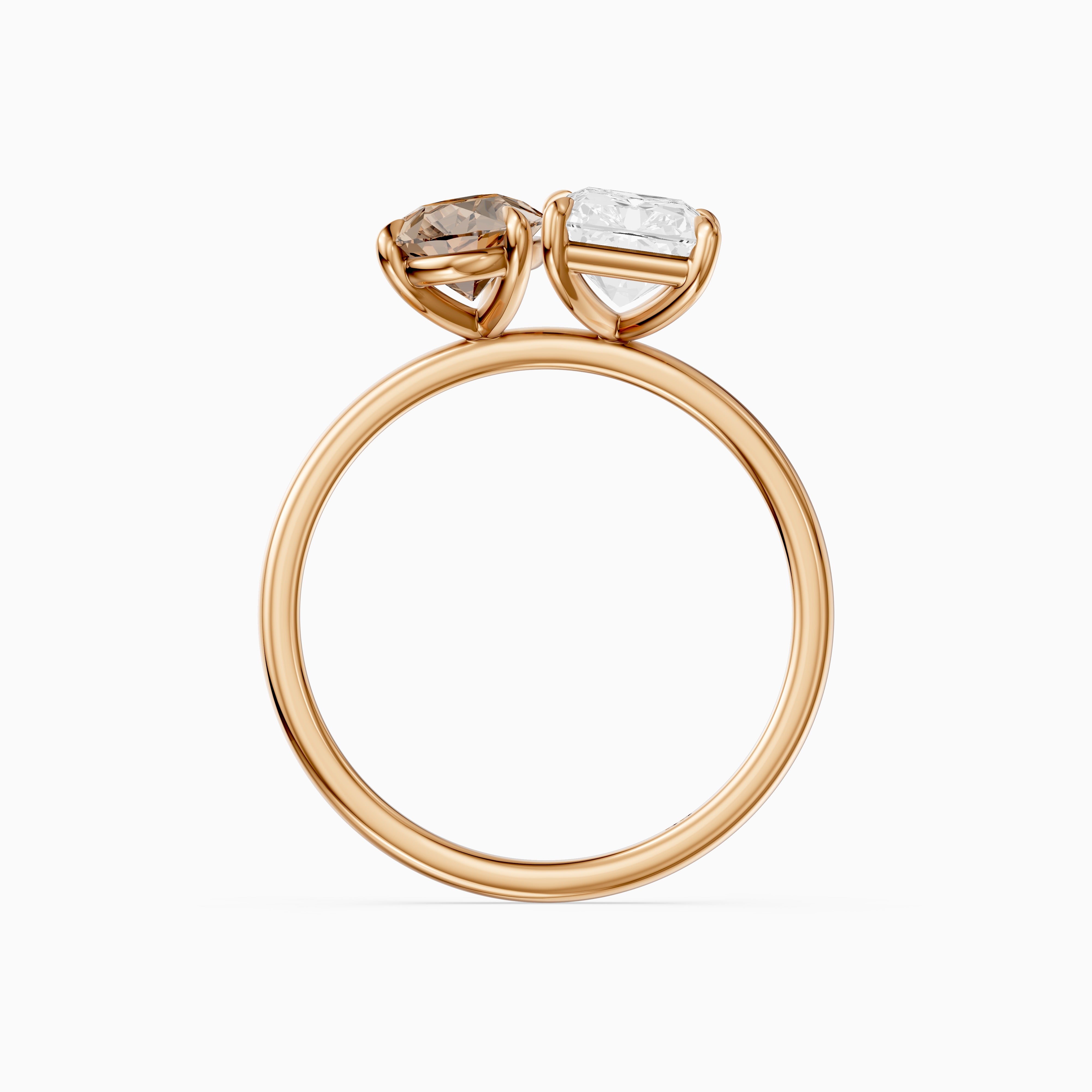 Saskia Champagne Pear and Radiant Cut Colored Lab Grown Diamond Toi et Moi Ring