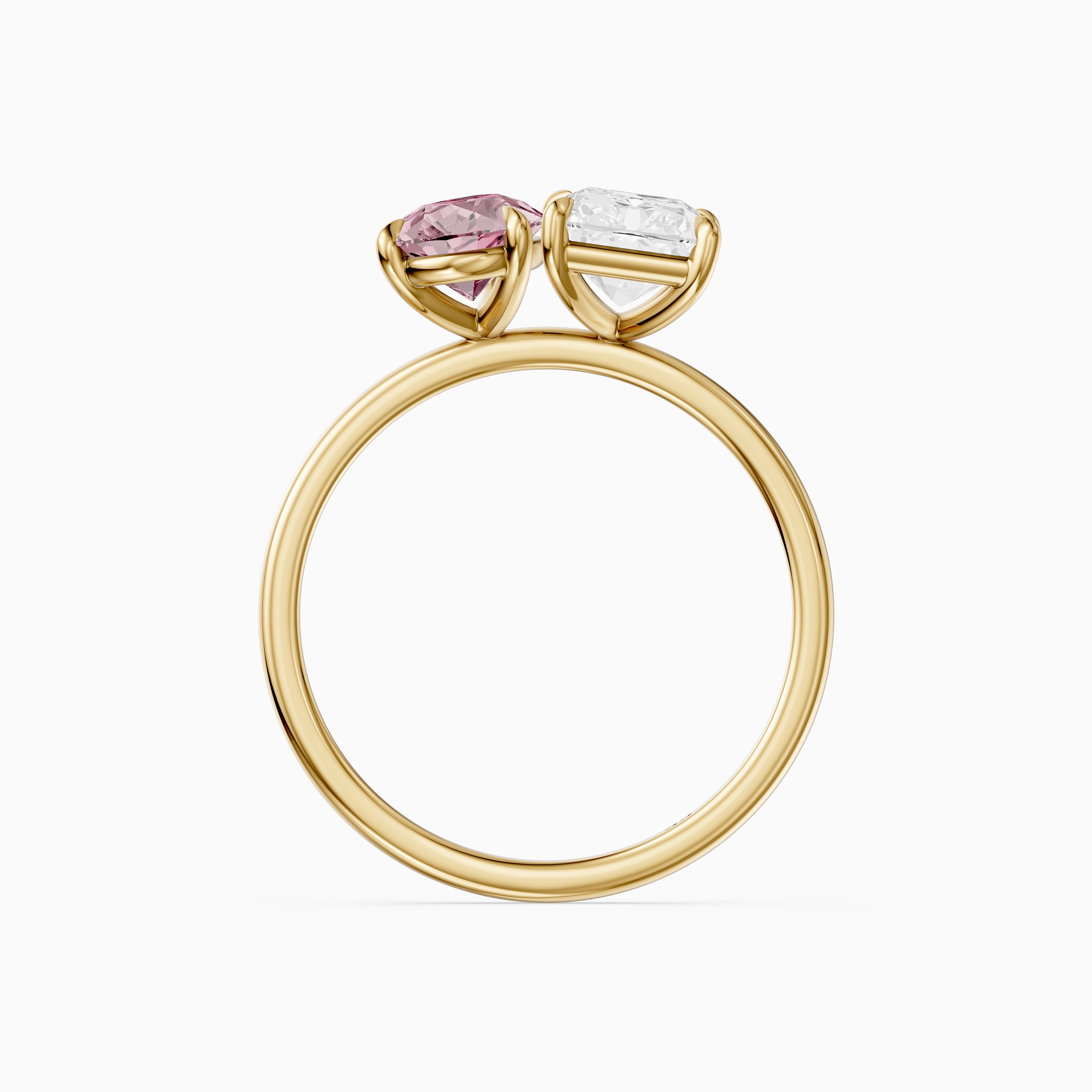 Zita Pink Pear and Radiant Cut Colored Lab Grown Diamond Toi et Moi Ring