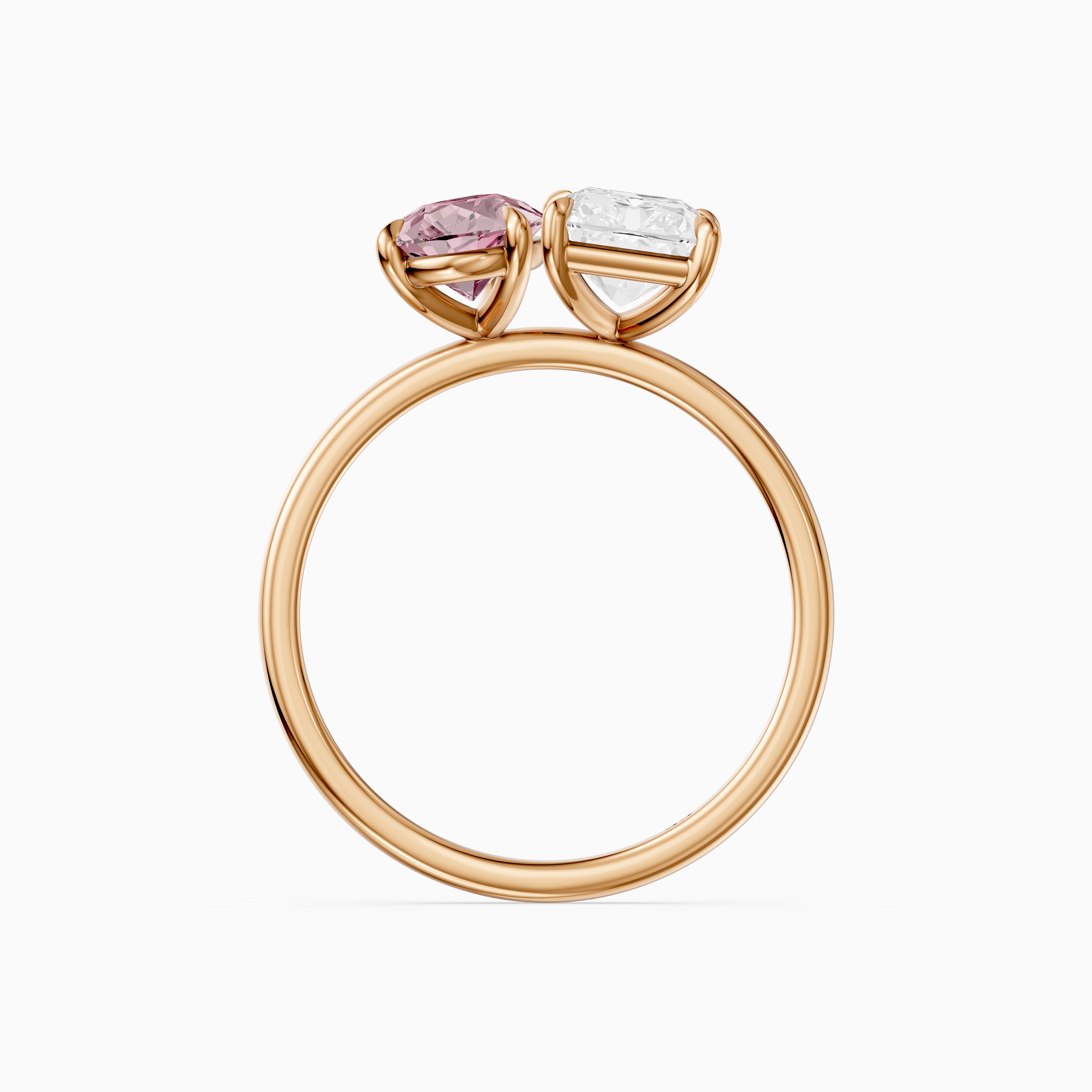 Zita Pink Pear and Radiant Cut Colored Lab Grown Diamond Toi et Moi Ring