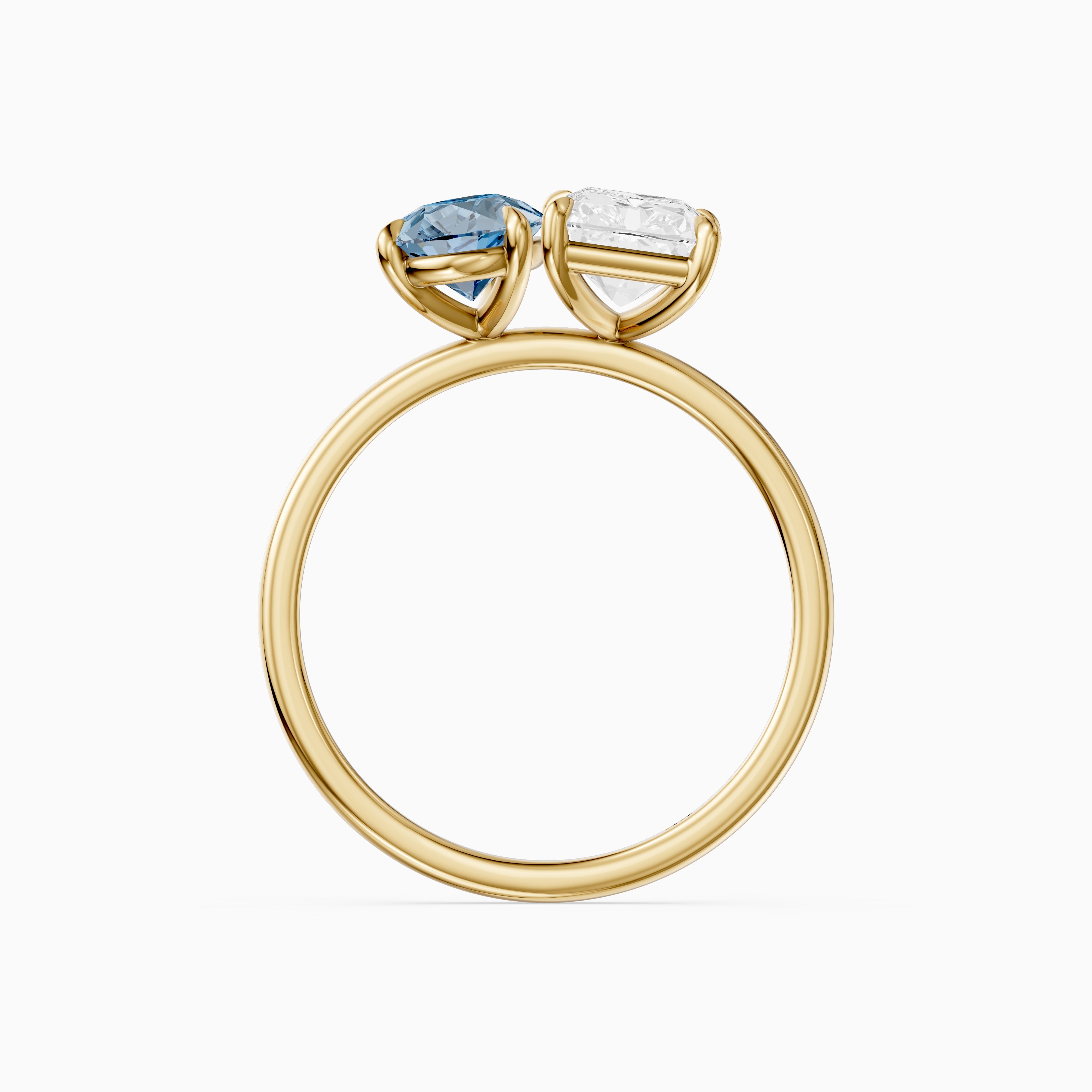 Eulalia Blue Pear and Radiant Cut Colored Lab Grown Diamond Toi et Moi Ring