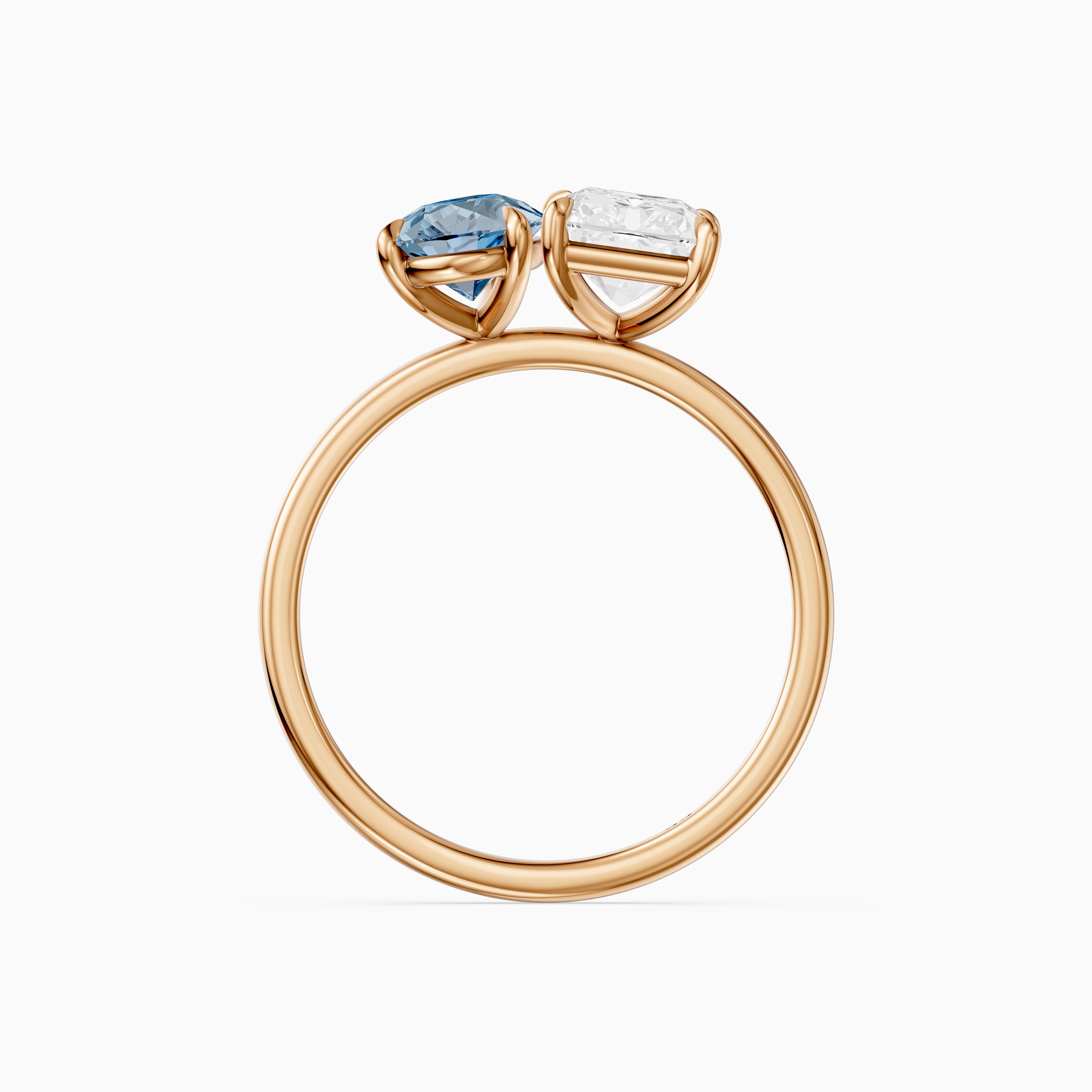 Eulalia Blue Pear and Radiant Cut Colored Lab Grown Diamond Toi et Moi Ring