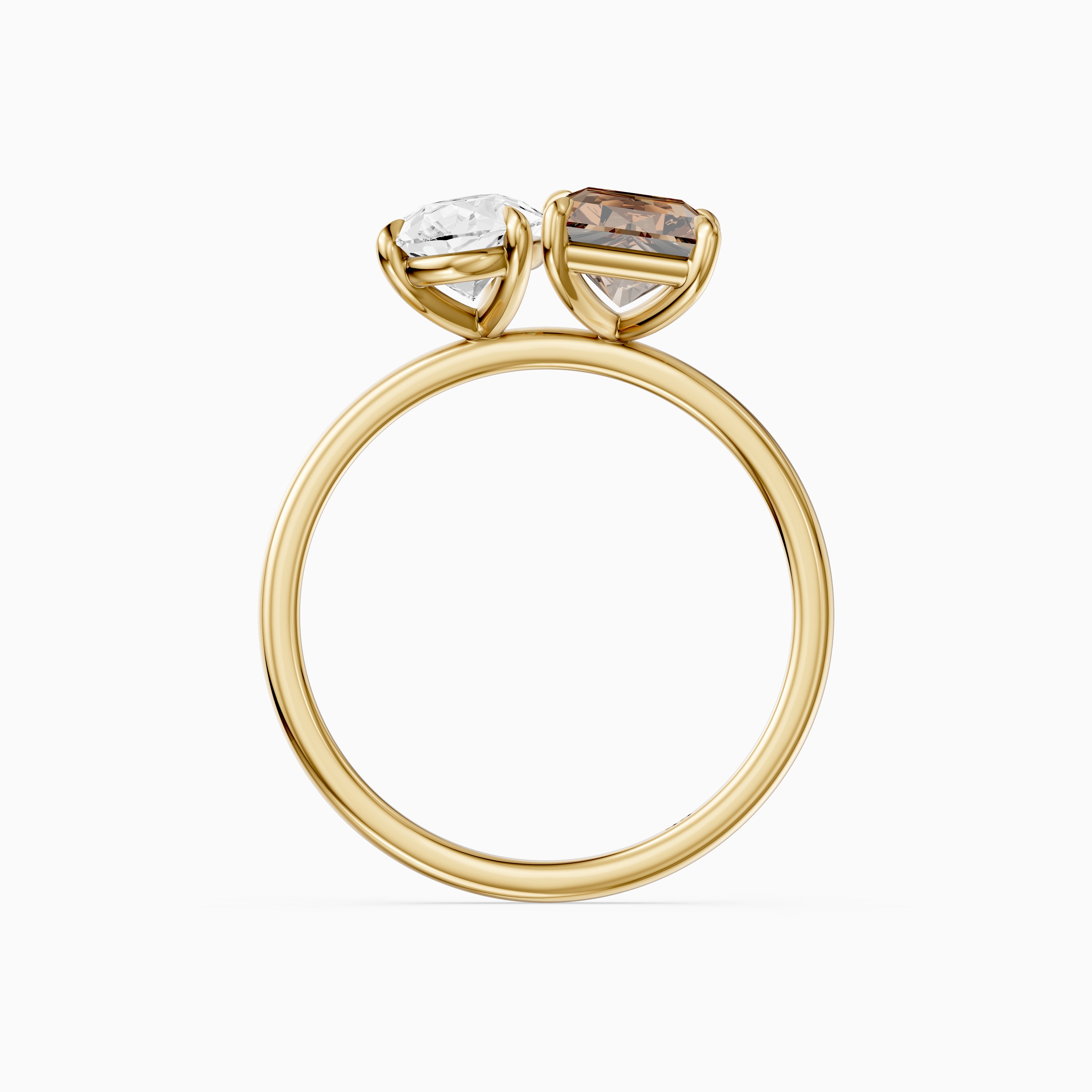 Cintia Champagne Radiant and Pear Cut Colored Lab Grown Diamond Toi et Moi Ring