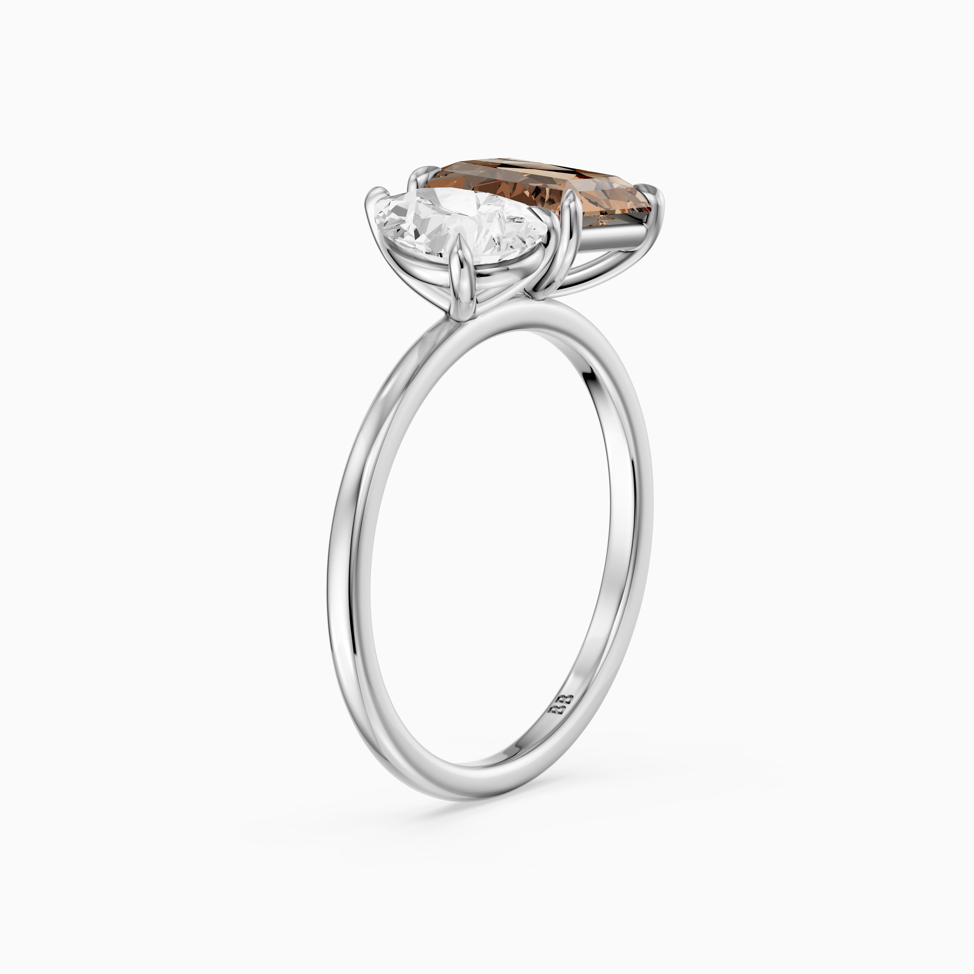 Cintia Champagne Radiant and Pear Cut Colored Lab Grown Diamond Toi et Moi Ring