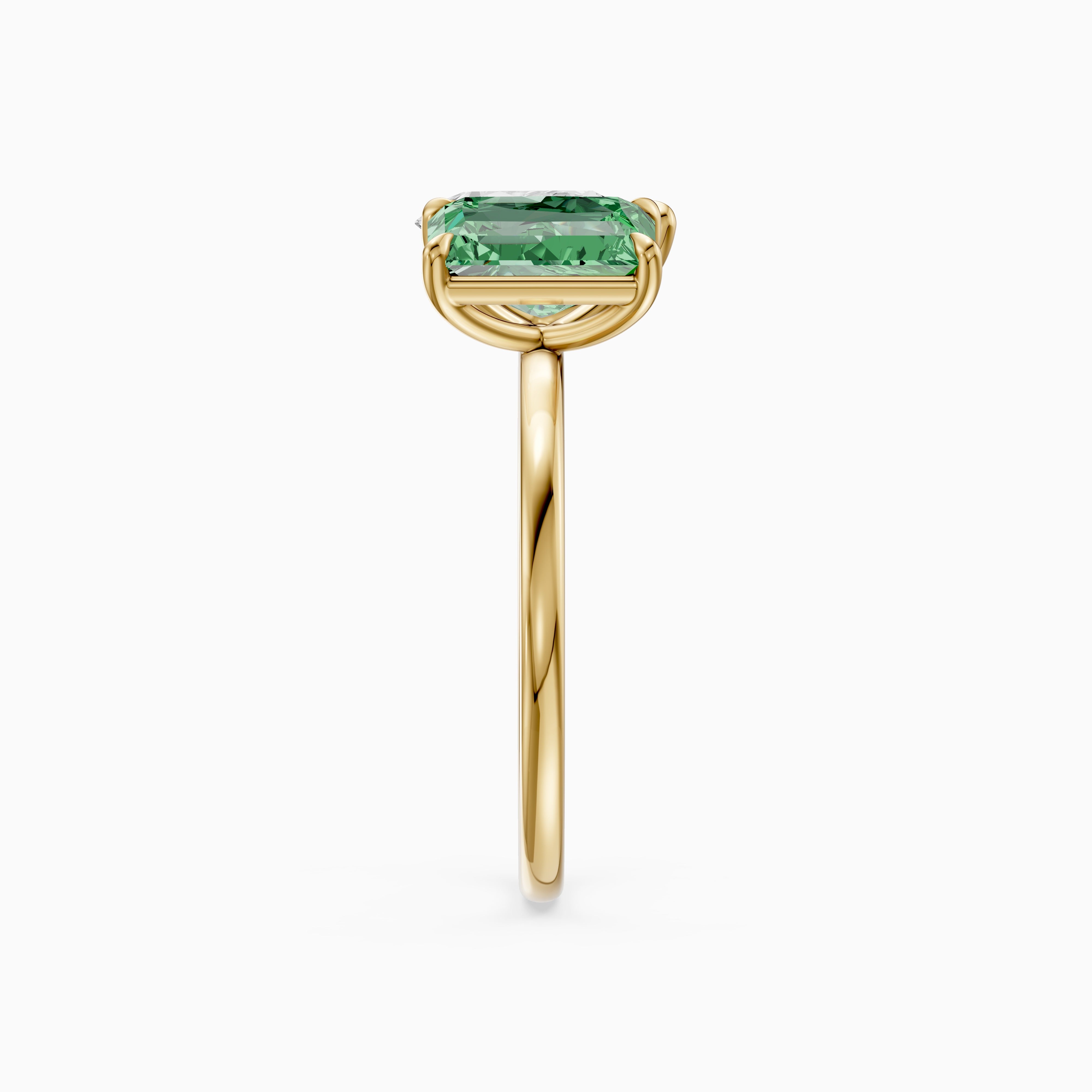 Cybele Green Radiant and Pear Cut Colored Lab Grown Diamond Toi et Moi Ring