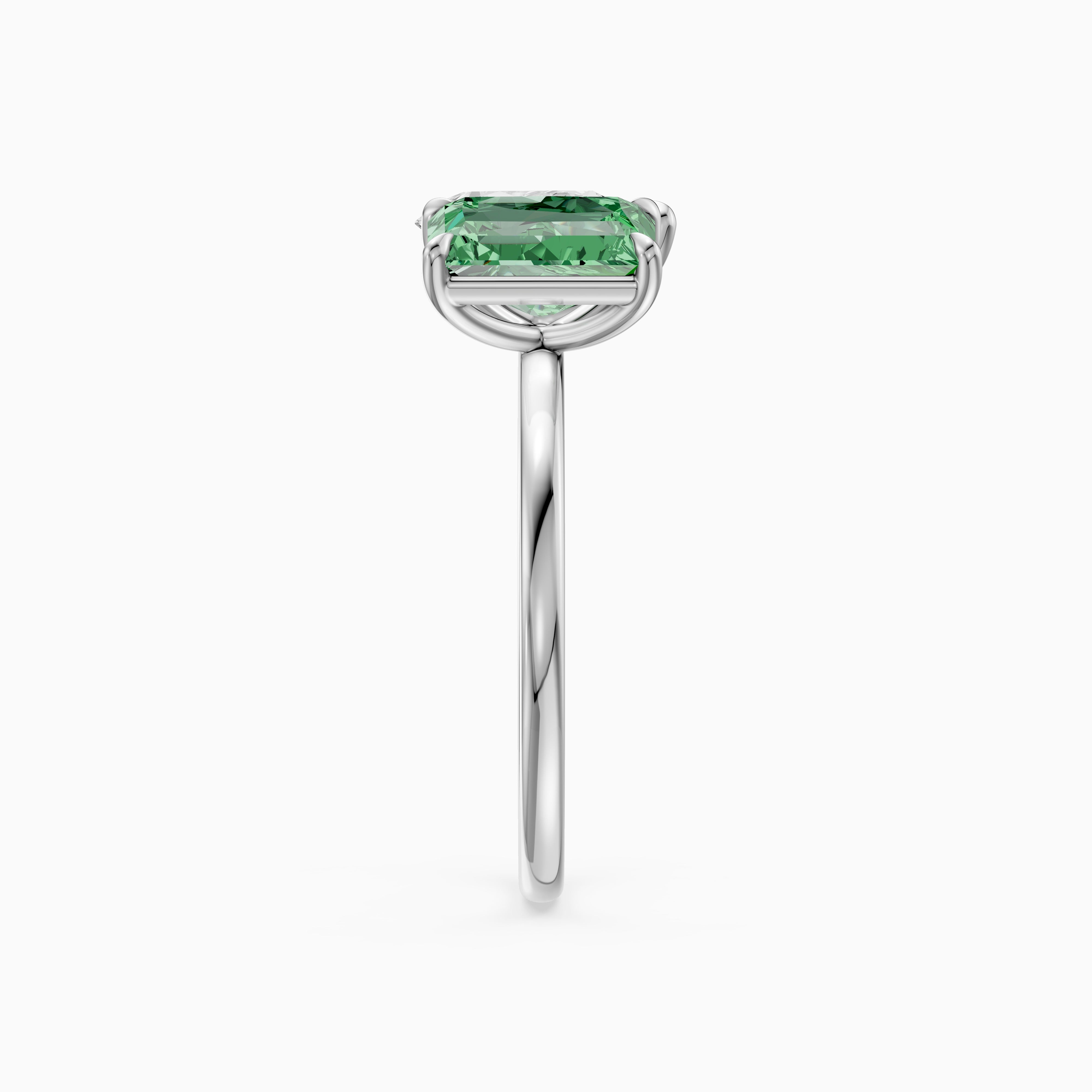 Cybele Green Radiant and Pear Cut Colored Lab Grown Diamond Toi et Moi Ring