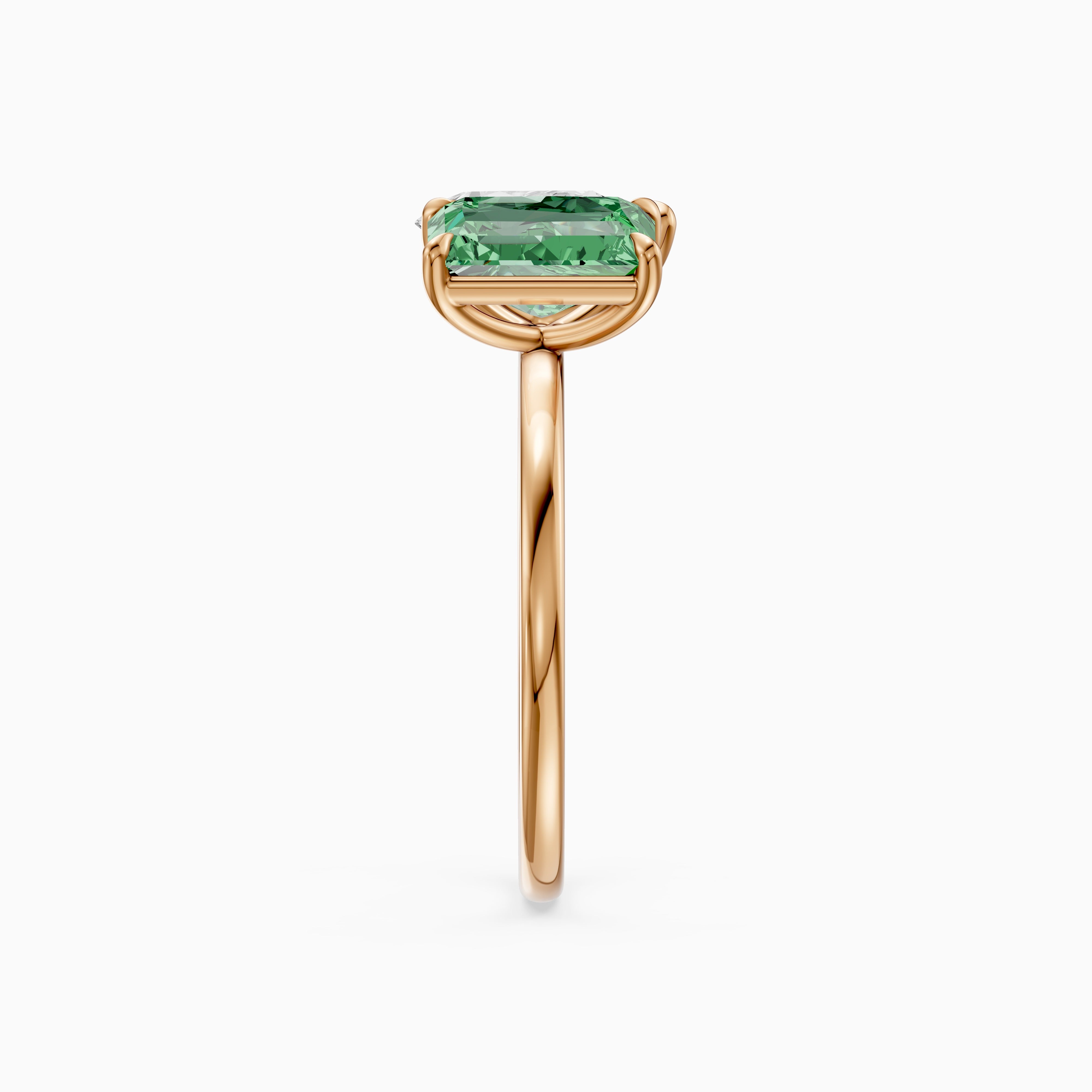 Cybele Green Radiant and Pear Cut Colored Lab Grown Diamond Toi et Moi Ring
