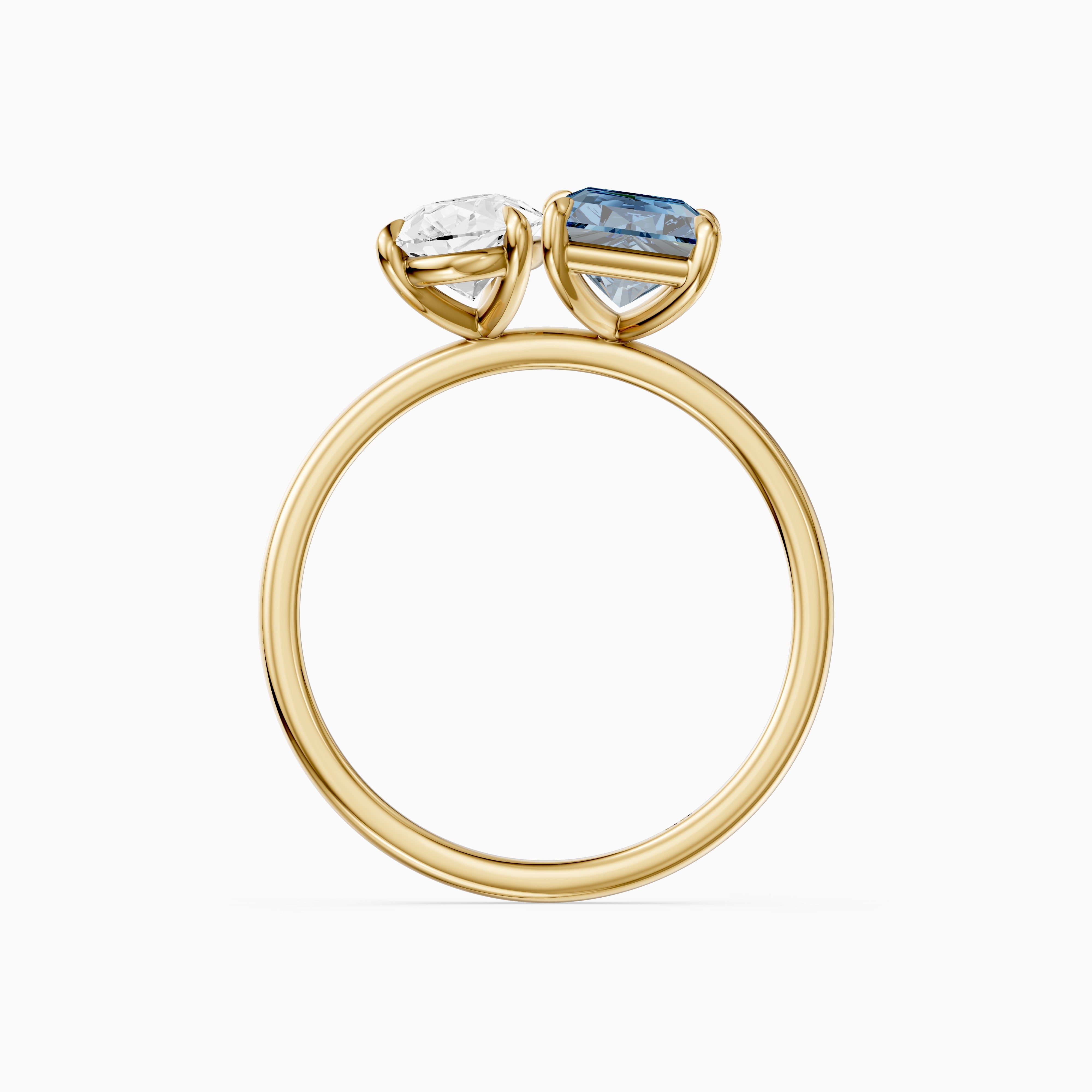 Milica Blue Radiant and Pear Cut Colored Lab Grown Diamond Toi et Moi Ring