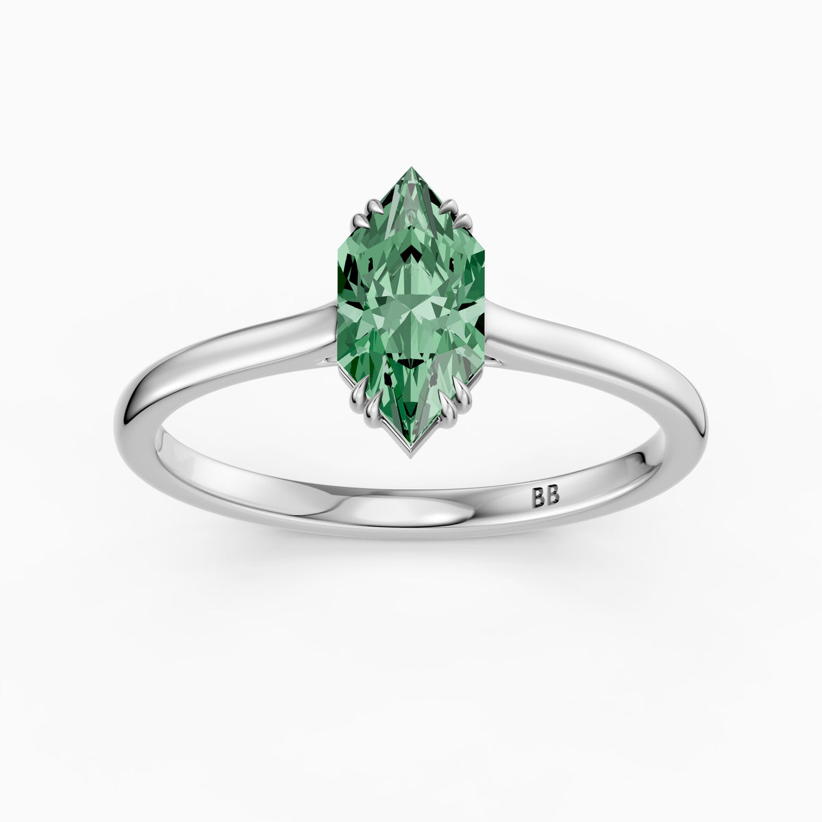 Annie Dutch Marquise Green Lab Grown Diamond Solitaire Ring