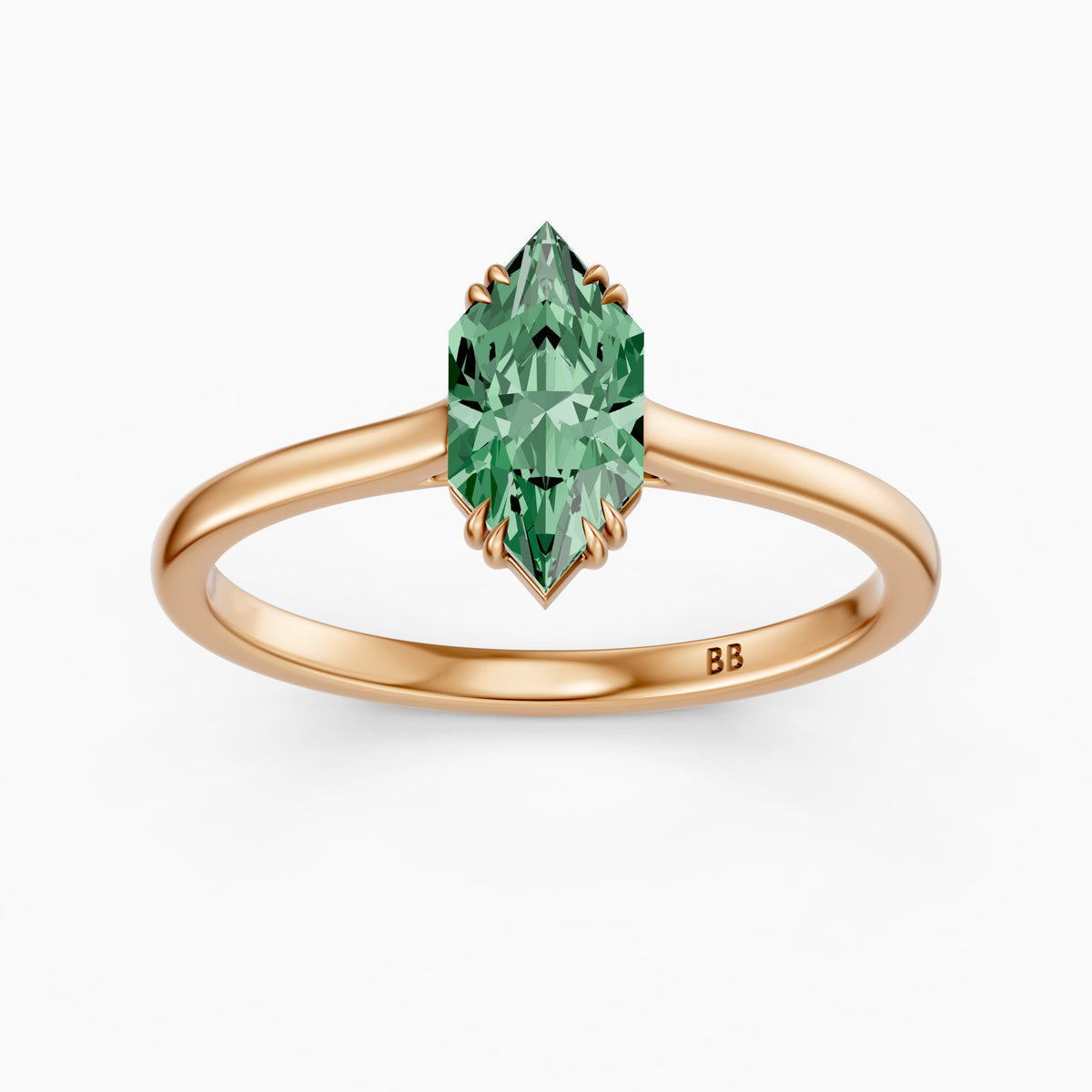 Annie Dutch Marquise Green Lab Grown Diamond Solitaire Ring