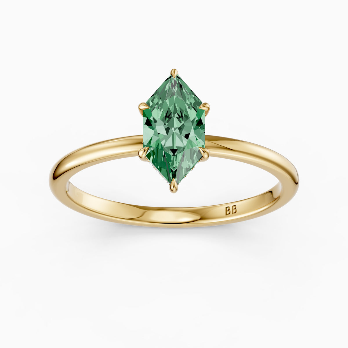 Christine Dutch Marquise Green Lab Grown Diamond Ring with Hidden Halo