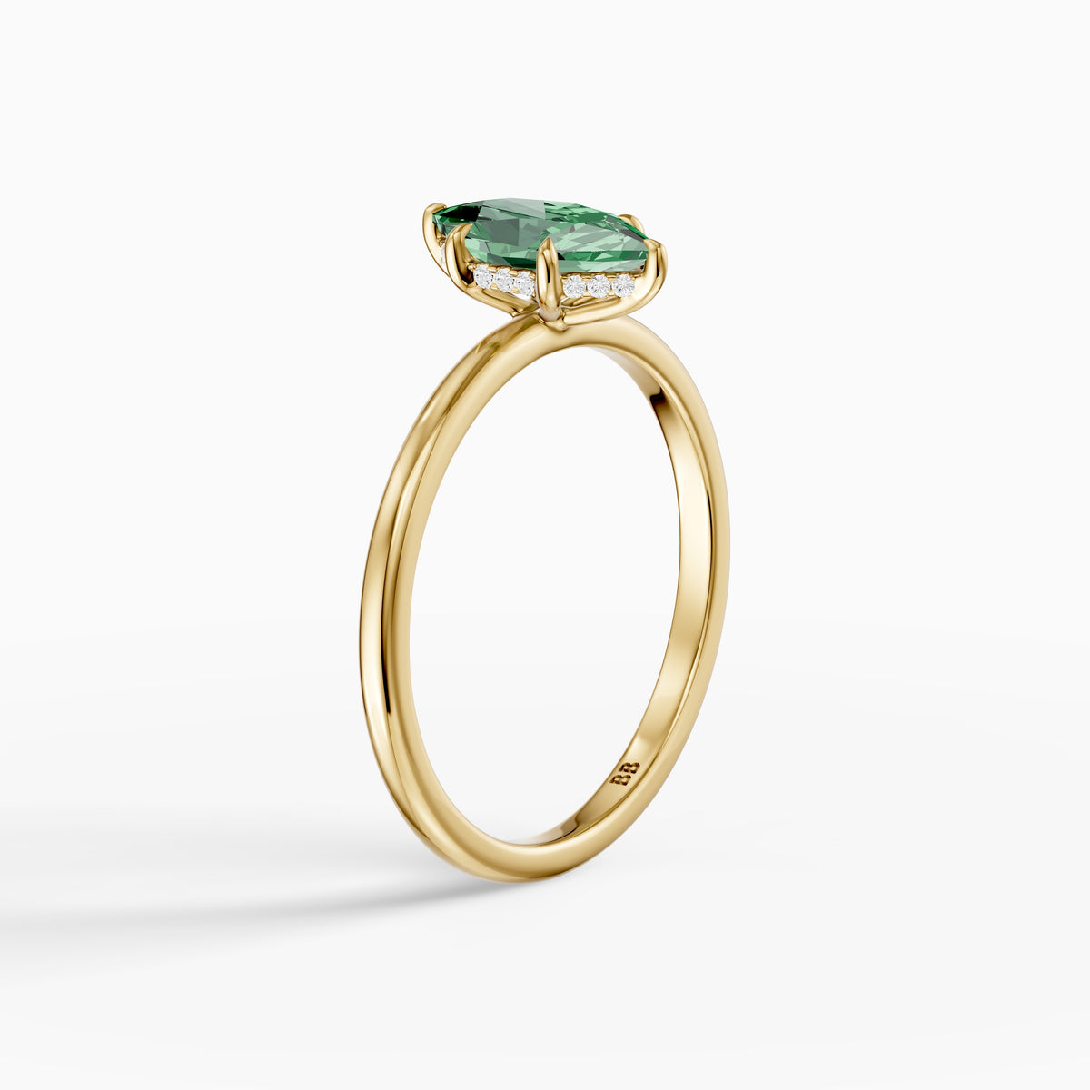 Christine Dutch Marquise Green Lab Grown Diamond Ring with Hidden Halo