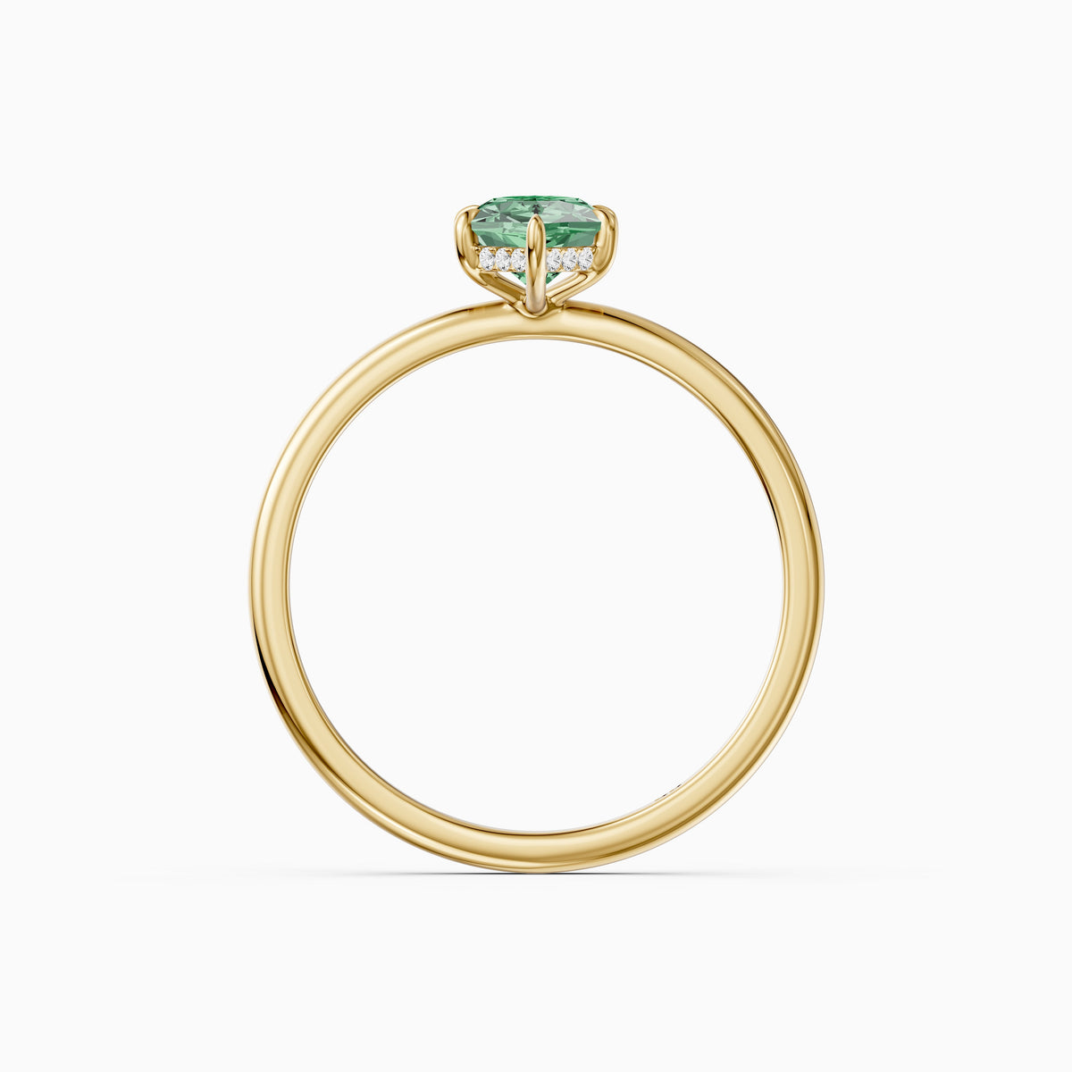 Christine Dutch Marquise Green Lab Grown Diamond Ring with Hidden Halo