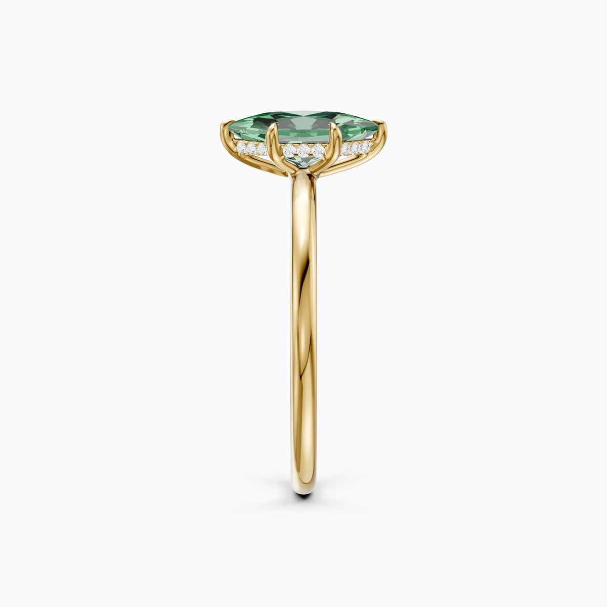 Christine Dutch Marquise Green Lab Grown Diamond Ring with Hidden Halo