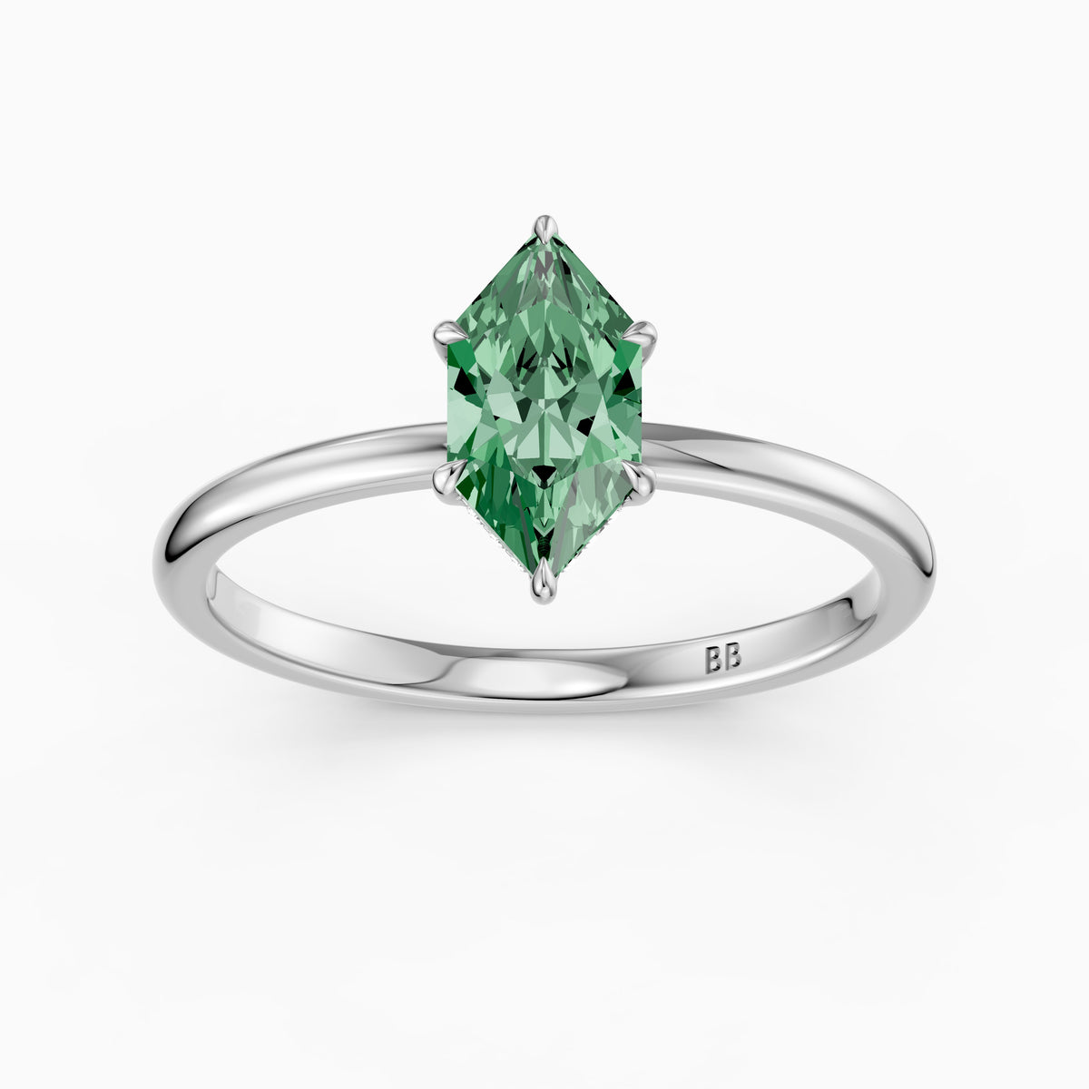 Christine Dutch Marquise Green Lab Grown Diamond Ring with Hidden Halo