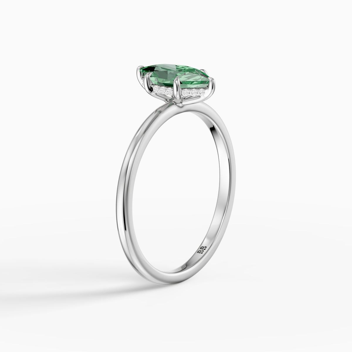 Christine Dutch Marquise Green Lab Grown Diamond Ring with Hidden Halo