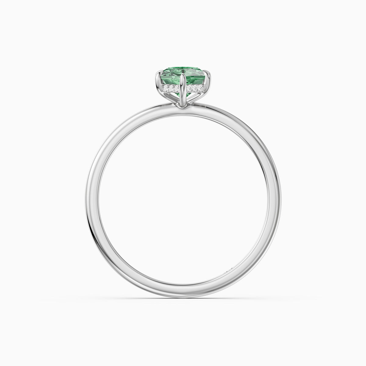 Christine Dutch Marquise Green Lab Grown Diamond Ring with Hidden Halo