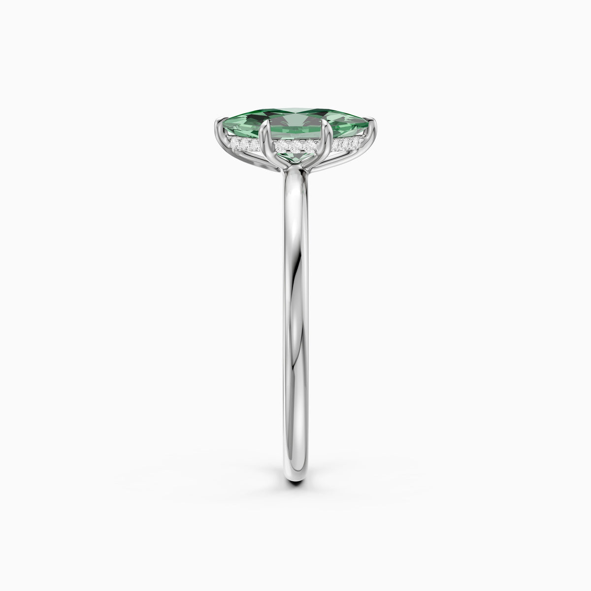 Christine Dutch Marquise Green Lab Grown Diamond Ring with Hidden Halo