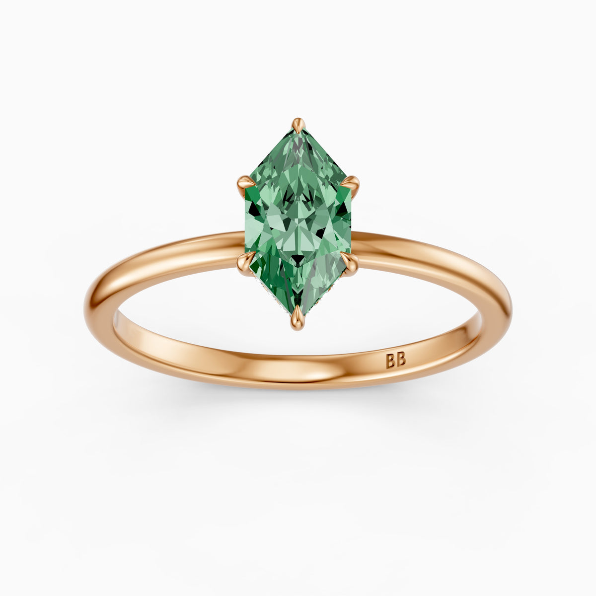 Christine Dutch Marquise Green Lab Grown Diamond Ring with Hidden Halo