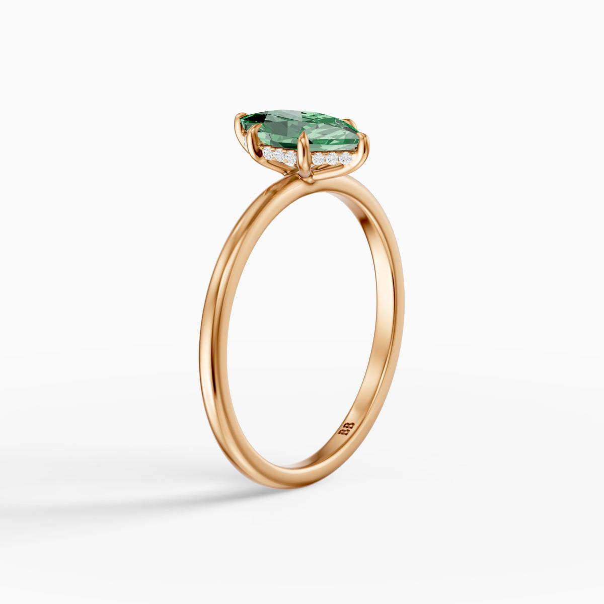 Christine Dutch Marquise Green Lab Grown Diamond Ring with Hidden Halo