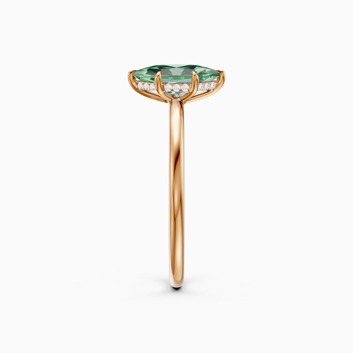 Christine Dutch Marquise Green Lab Grown Diamond Ring with Hidden Halo
