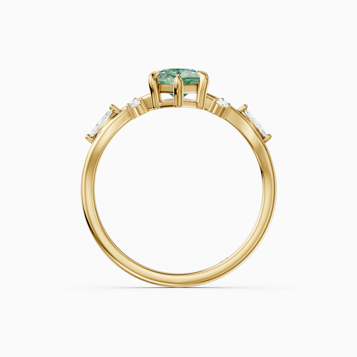 Meredith Nature Inspired Dutch Marquise Cut Green Lab Grown Diamond Engagement Ring