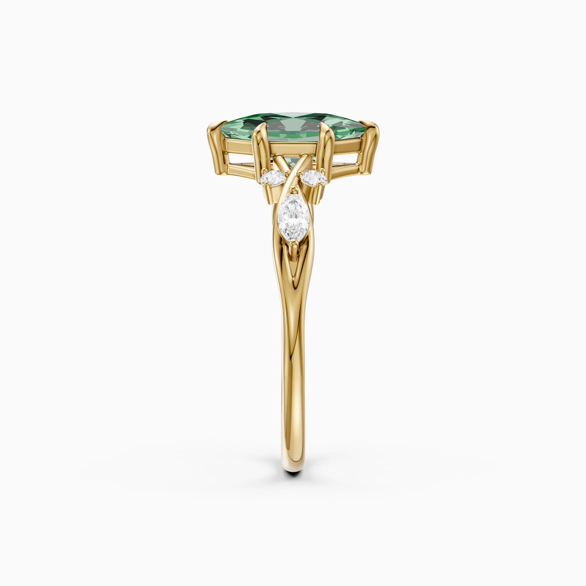 Meredith Nature Inspired Dutch Marquise Cut Green Lab Grown Diamond Engagement Ring
