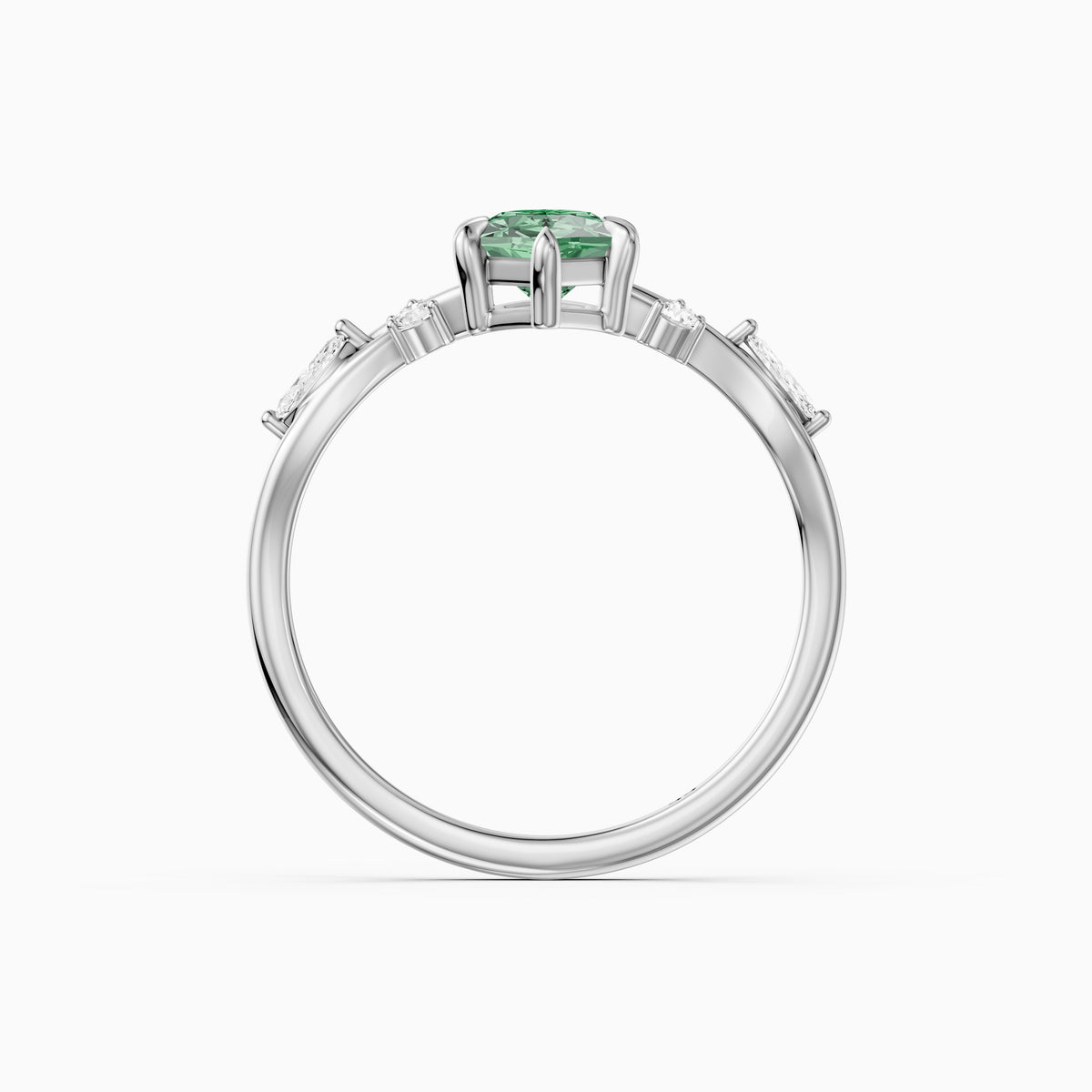 Meredith Nature Inspired Dutch Marquise Cut Green Lab Grown Diamond Engagement Ring