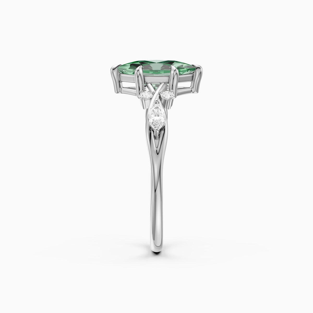 Meredith Nature Inspired Dutch Marquise Cut Green Lab Grown Diamond Engagement Ring