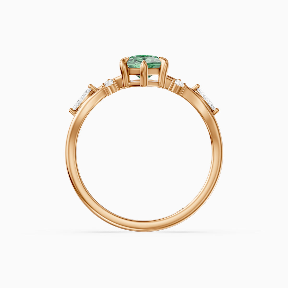 Meredith Nature Inspired Dutch Marquise Cut Green Lab Grown Diamond Engagement Ring