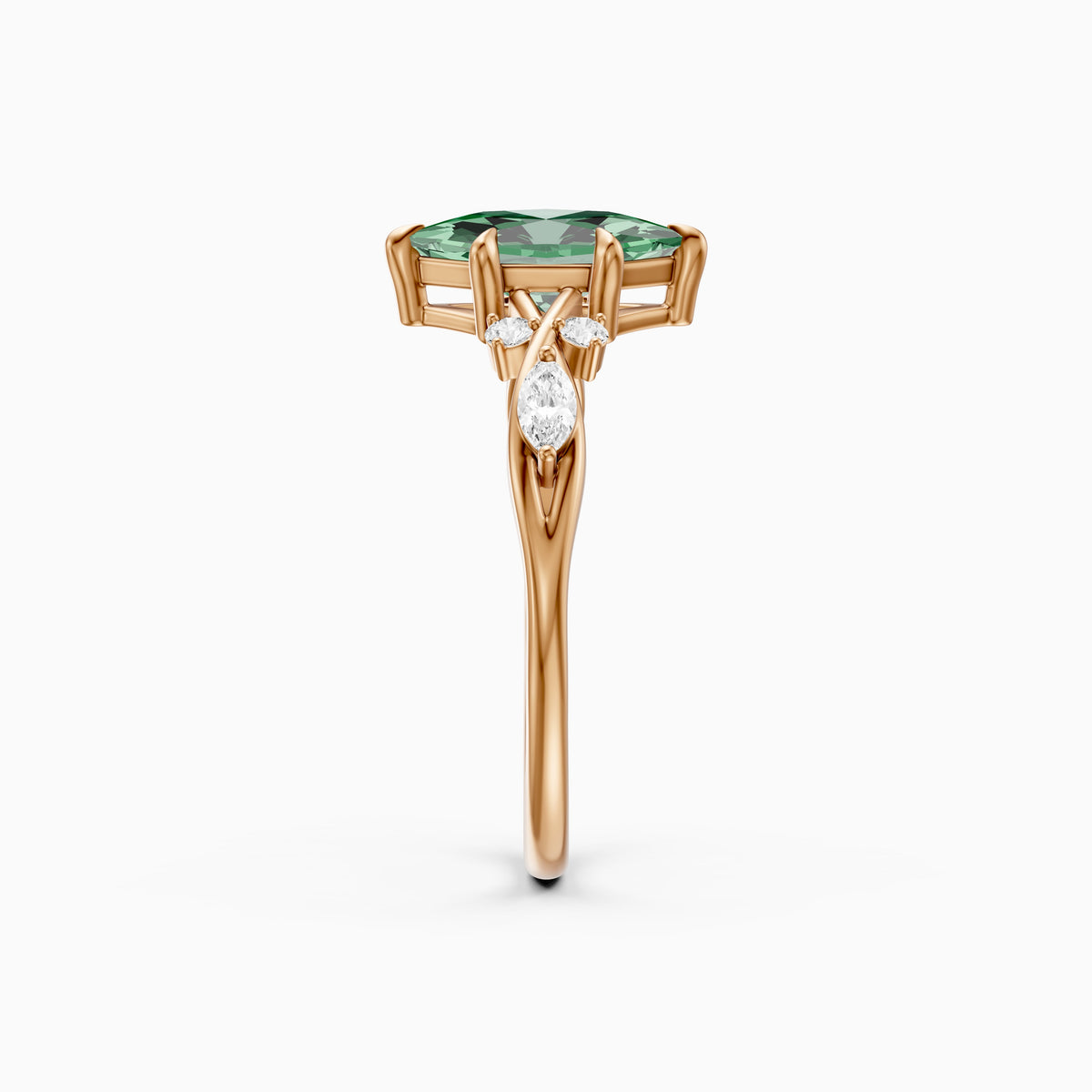 Meredith Nature Inspired Dutch Marquise Cut Green Lab Grown Diamond Engagement Ring