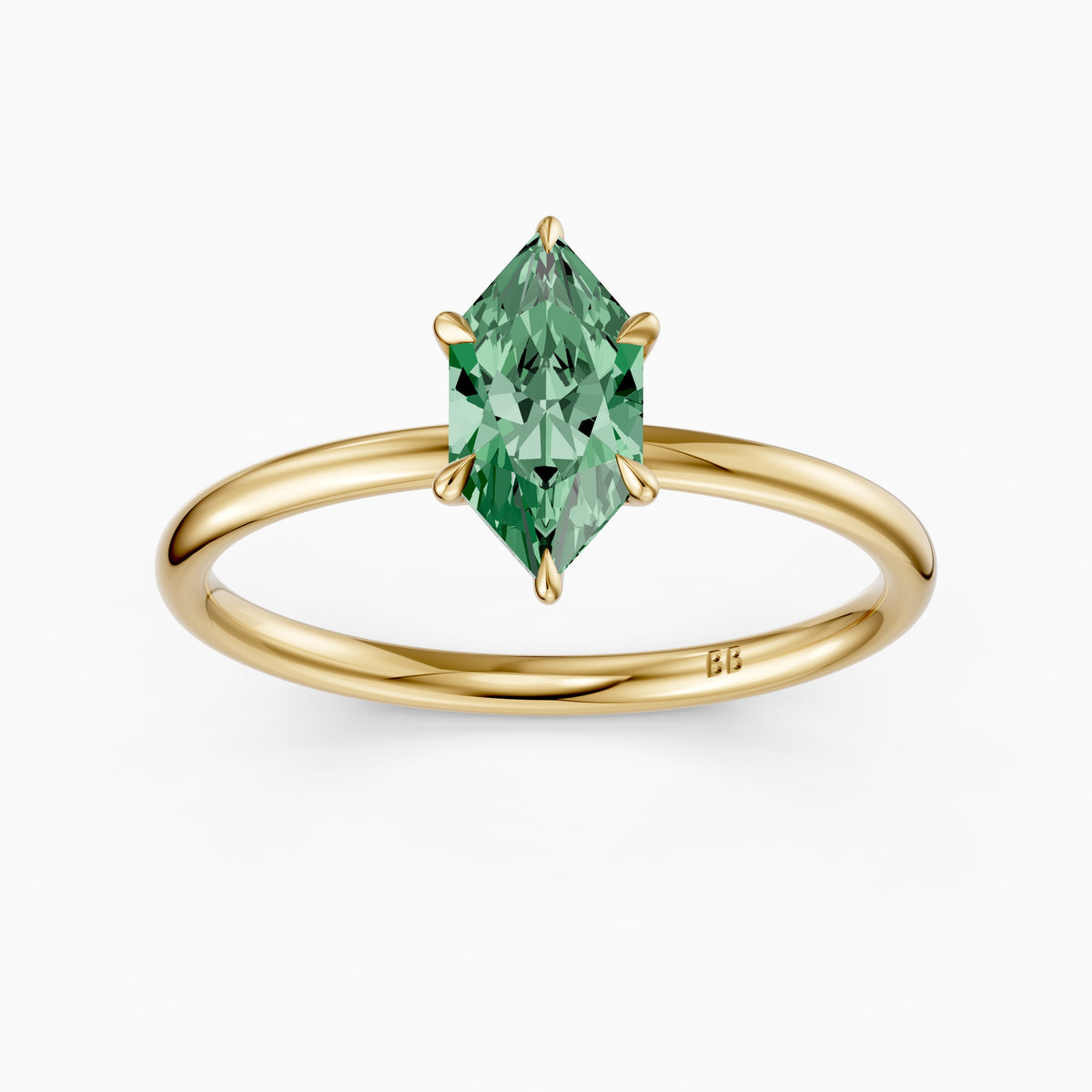 Adair Dutch Marquise Green Lab Grown Diamond 6 Prong Solitaire Engagement Ring