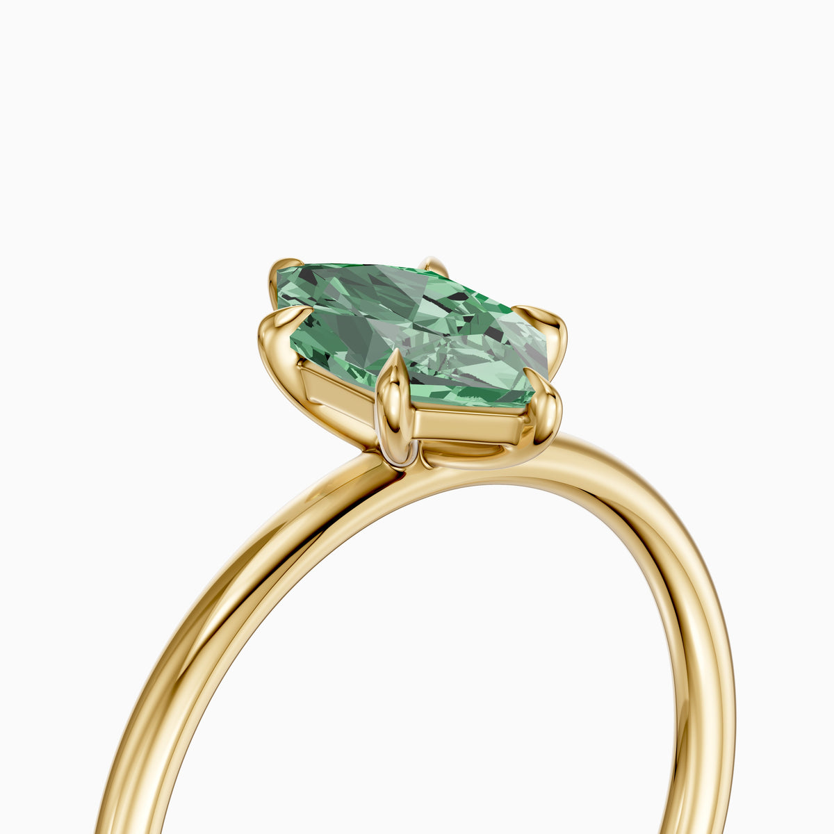 Adair Dutch Marquise Green Lab Grown Diamond 6 Prong Solitaire Engagement Ring