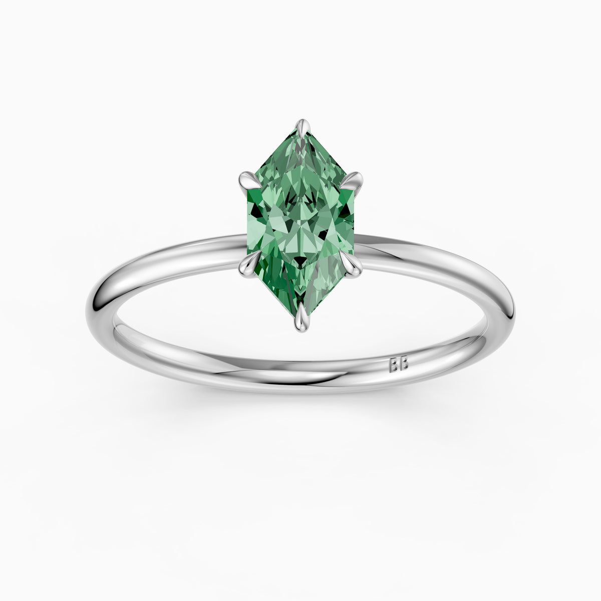 Adair Dutch Marquise Green Lab Grown Diamond 6 Prong Solitaire Engagement Ring